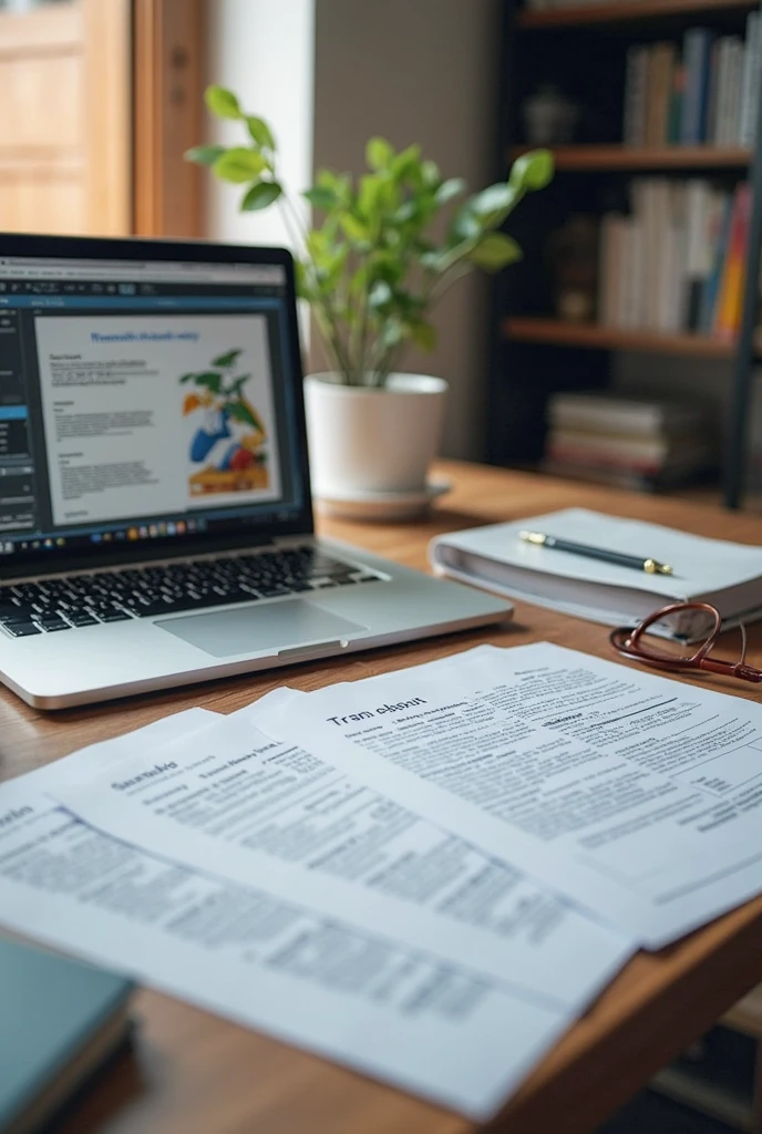 An illustration that represents a monthly budget. The scene shows an organized desk with a spreadsheet or an open notebook containing notes and details about income and expenses. Pode haver uma calculadora, pencil and a cup of coffee on the side, indicating focus and concentration on financial planning.
O ambiente ao redor pode ser tranquilo e inspirador, like a home office or a desk in a cozy café. Soft lighting can emphasize the feeling of calm and concentration.
The colors of the illustration can be soft and pleasant, conveying an atmosphere of organization and control. Details such as charts or highlighted numbers can underscore the importance of close monitoring of finances.
Notes in the spreadsheet or notebook may vary by budget categories, as food, moradia, lazer, entre outras, Showing the scope of financial planning.
This illustration represents the importance of a monthly budget for financial control and the balance of personal finances. It encourages the viewer to adopt responsible financial planning practices, showing that the organization of finance is fundamental to achieving financial goals and objectives in a conscious and successful way. --ar 16:9 --v 5