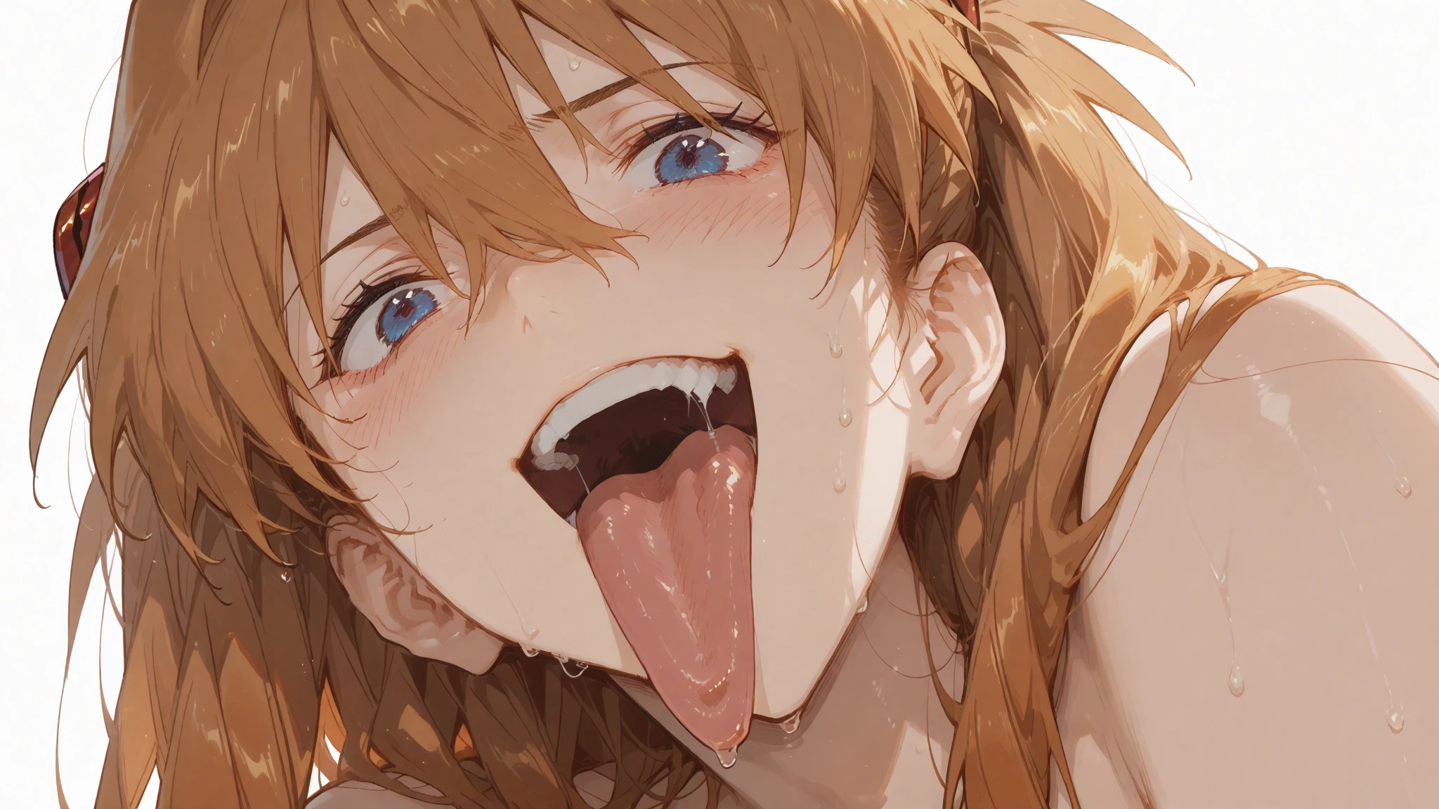 Unity 16K Wallpaper, Masterpiece, Best Quality, Ultra-Detailed, Extremely Detailed CG, Caustics, Cinematic Lighting, Detailed, Beautiful Detailed Eyes, 1 girl, (bikini, saliva:1.3, blush, Heart mark around the face:1.3, small face, cowboy shot, curvy, cry), sweaty, arms raised in the air, blonde hair, low twintails