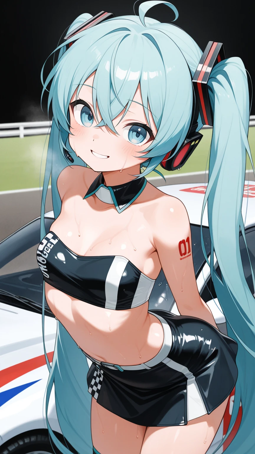 Drive a Lamborghini、Hatsune Miku in a bikini、Large Breasts、Beautiful night view