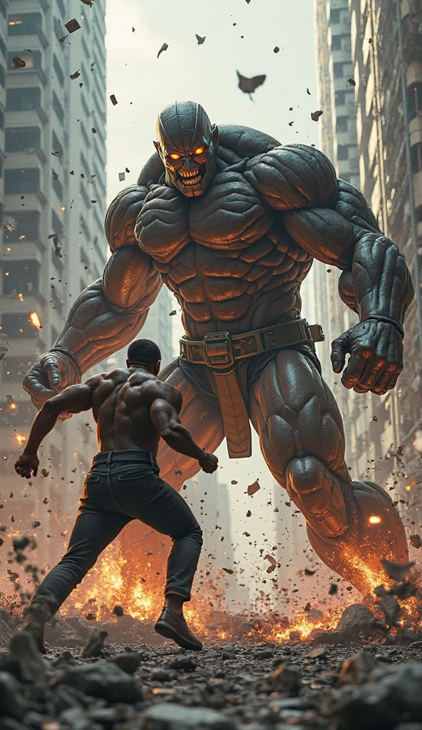Capture the breathtaking moment as a young, dark-skinned man wearing glasses, dressed in a crisp white windbreaker hoodie, runs for his life with the look of terror on his face in the remains of a building turned to rubble by an explosion. This RAW masterpiece showcases an ultra-high resolution, photorealistic full-body portrait, illuminated by the warm glow of sunlight. The scene is rendered in the captivating style of mecha sci-fi anime, boasting an impressive 8K resolution for the best quality imagery. Crafted with Unreal Engine 1.4, this piece features ultra-realistic 64K CG, skin texture at 1.4, and volumetric fog to add depth and atmosphere. The details are further enhanced with 8K UHD, DSLR quality, film grain, and the artistic touch of lomography. The result is a stunning blend of high-quality visuals, translucent effects, and photorealism that truly captivates the viewer.