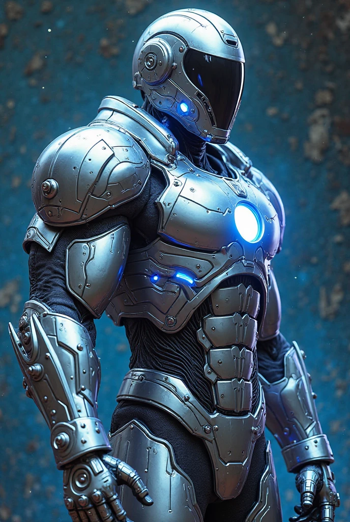 zxcrx, cyborg ninja, sleek (dark grey and black armour:1.5), various mechanical components, face is covered by a helmet with a (glowing blue visor:1.3), equipped with powerful guns, missile launchers, retractable blades, (insanely detailed, beautiful detailed face, masterpiece, best quality), cinematic lighting, 1man, solo, full body view, front view, looking at viewer, intricate, high detail, sharp focus, dramatic, photorealistic painting art by greg rutkowski