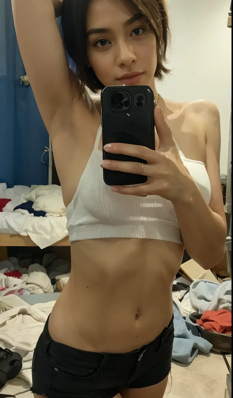 nsfw, Oblique rear view、I saw my sister taking off her clothes in the dressing room at home.、The moment she bends over and takes off her panties.、Surprisingly large breasts、Pink nipples、Small and beautiful hips、Not aware of this