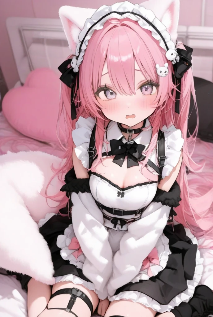 muste piece、masterpiece、highest quality、Super detailed、High resolution、8K portrait、High definition CG of Unity 8k wallpaper、cute type little:1.5、Lori:1.5、Highly detailed CG unity 8k wallpaper、Realistic、real person、 portrait photography、shiny skin、High definition、(16 years old:1.2)、(1 girl)、beautiful clear eyes、extremely detailed description、delicate face、nice lips、slender body、(thin waist)、thin legs、(Hallway of the mansion:1.6)、1 girl, cute type, perfect face, seriously, (blush:1.5),(Pink hair twin tails:1.3),(flat chest:1.3),((mini skirt maid clothes:1.3)),(half nude:1.2),(black dress),(I have nipples:1.2),(looking at view),(from front),gran,((climax in vagina:1.5)),(hand on own legs)