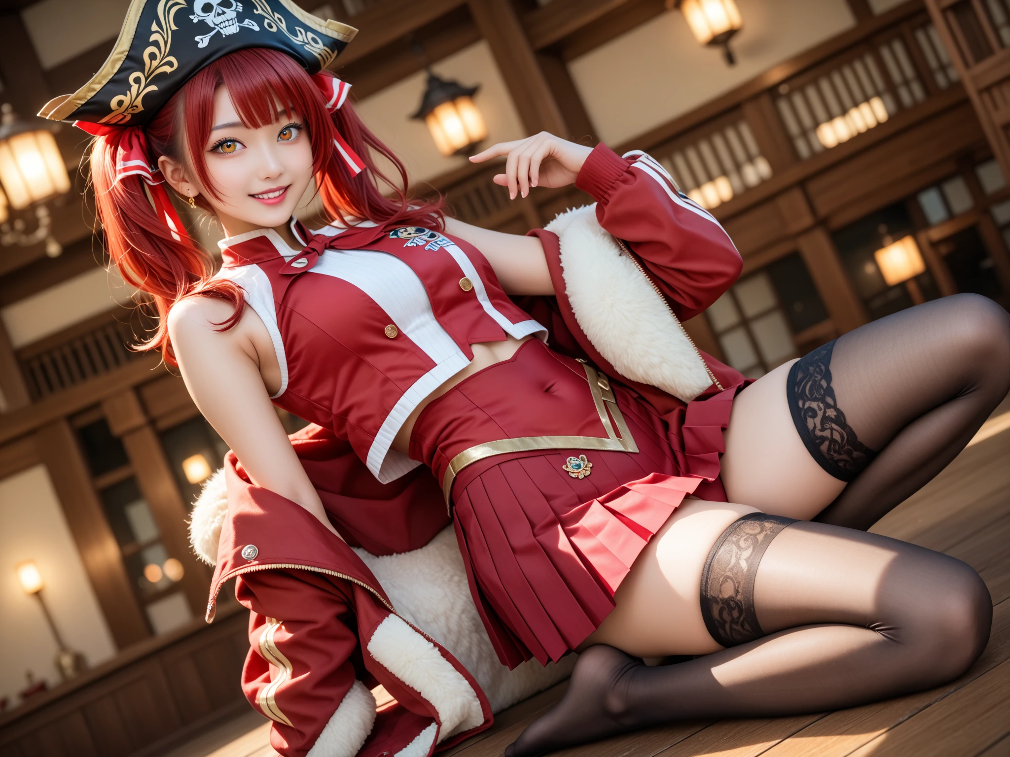 velvet, (red hood, crop top, puffy sleeves, star hat headdress, short skirt, vertical-striped stockings, high heels:1.5), (brown hair:1.2), sexy expression, sexy and beautifull eyes, medium breasts, smile, cute, (breast focus: 1.2), (on the forest:1.2), (sit on a rock:1.2), (natural skin texture, hyperrealism), (photorealistic:1.4), (full body:1.5), (full shot:1.2), (realism), (masterpiece:1.2), (best quality), (ultra detailed), (8k, 4k, intricate), (85mm), light particles, lighting, (highly detailed:1.2), (detailed face:1.2), (gradients), colourful, (hiperdetailed eyes:1.2), (detailed background), (dynamic angle:1.2), (dynamic pose:1.2), (Line of action:1.2), wide shot, daylight, solo.
