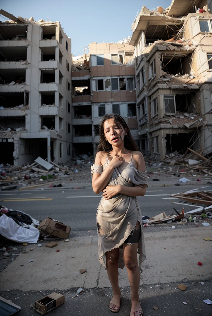 (Highest quality:1.3), cinematic shot, masterpiece, (sharp focus:1.5), (photorealistic:1.3), medium portrait of ruins of Liberty Statue, broken pieces of the statue, dusty statue, typical color of lady-liberty, torn USA flag on the ground, Against the backdrop of a desolate post-apocalypse, Ruined New York, Ruins of the Liberty Statue (lady-liberty), the wind, dust, Destroyed buildings, Skeletons of burnt cars, Oppressive atmosphere, Dirty skies, photo realism, Sharp focus, Human bones and skulls are scattered everywhere, garbage heaps, Wreckage of buildings, Fallout, Photo 3/4, Dust on lady-liberty, Oppressive atmosphere, (YES SFW)