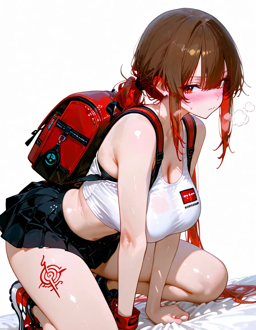 1 girl,clothes, holding fishing rod, kanji, doujin cover, pentagram, tape gag, adjusting headwear, red socks, friends, cloud print, coke-bottle glasses, oral invitation, competition school swimsuit, barbell piercing, gradient legwear, prisoner, blood on breasts, wind chime, carrying over shoulder, tape measure, flaming weapon