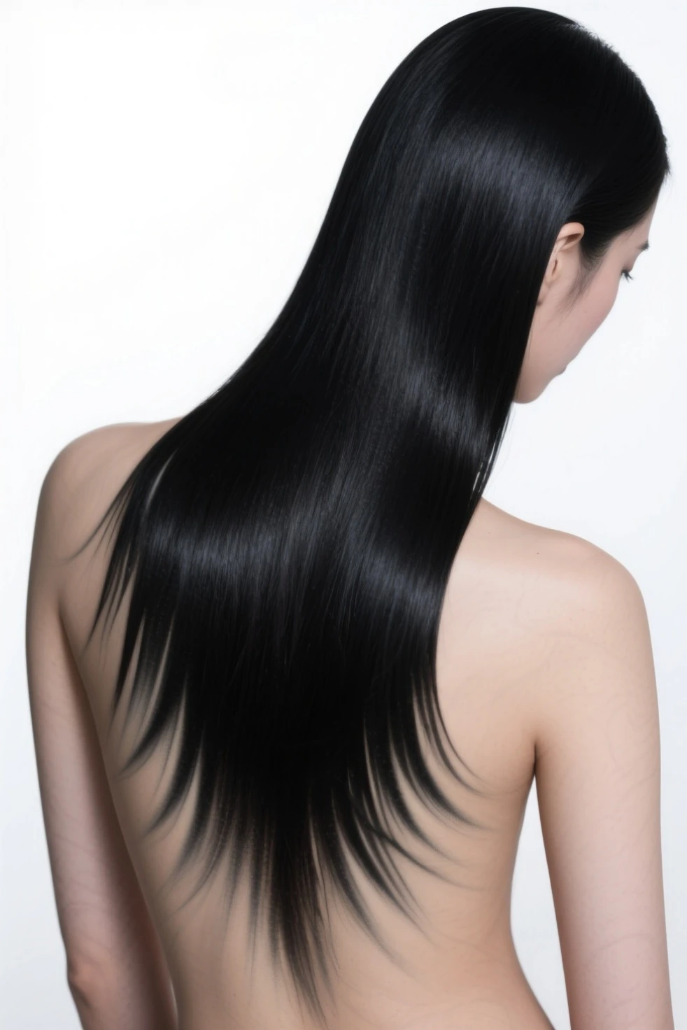 Front and back angle，Girl’s hair，long hair，Beautiful hair，Straight hair，Beautiful hair
