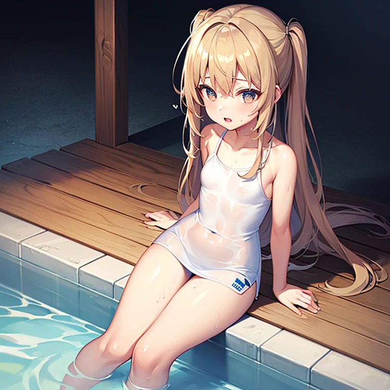 (Tabletop), highest quality, High resolution, 4K, One Girl, alone, blush、Shame face、Nice hands, 1 in, Side Ponytail, Long Hair, Ahoge, Completely naked、Hotel、bath、Full body full of foam