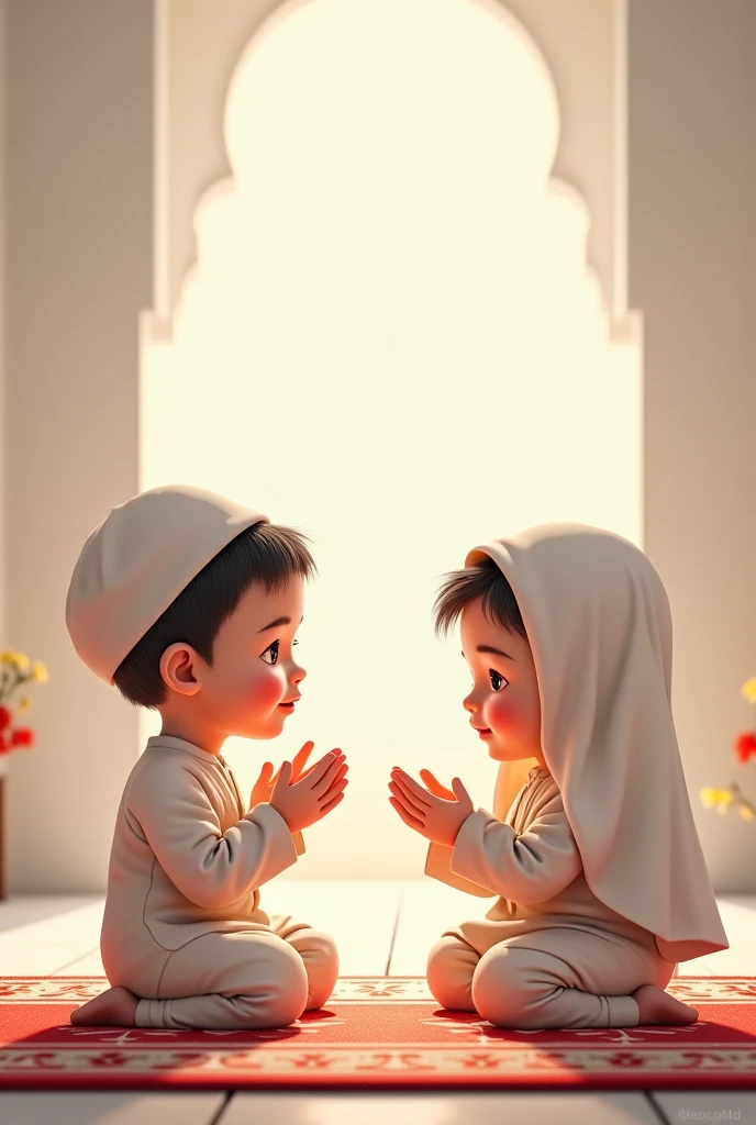 একটি  মেয়ে একটি ছেলে নামাজ পড়ে 