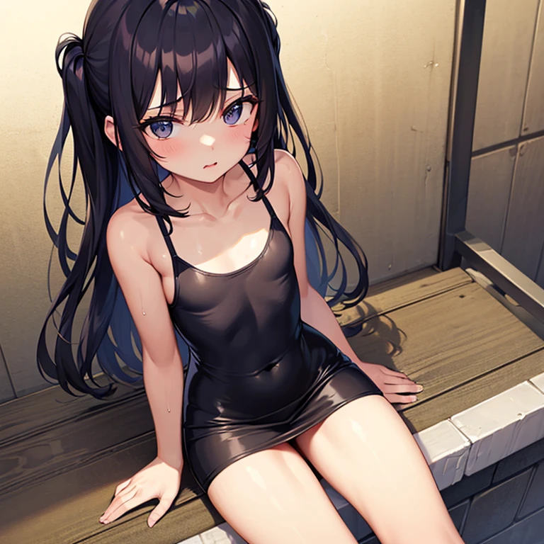 (((close up ass))), (I look up at the girls from the ground.)、(The girls who surrounded me and hugged me)、((A seductive wicked smile)), Yui、low length、(thin)、((5 years old girl))、(Bright white skin), (((child girl)))、Multicolored Hair、Twin Tails、(Forehead)、Big eyes、Grey Eyes、white Cropped tank top、(covered nipples), ((Angle from below:1.5)), Black tight mini skirt、belly button、(Thighs), White panties, crotch、garter belt、(Angle from the bottom of the girl), ((Girl squeezes me with her crotch))、(Squat)、Open your legs a little、((Crouching)), In the classroom of an elementary school、on boy,