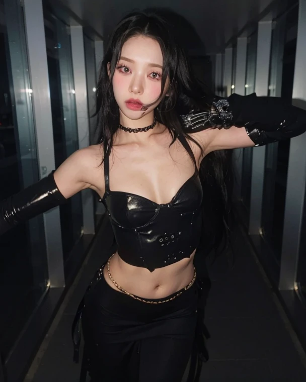 (Film aesthetics:1.4) Bokeh city night photo of beautiful Korean fashion model、1 Miniature Beauty - Yuan Shaxue, ((Highest quality, 8K, masterpiece:1.Letty Woman, 1 female, Huge breasts:1.3, The body is slim:1.1, soft, Long black hair, (shower, Wet body, Wet clothes:1.1), Highly detailed face, Detailed lips, fine grain, double eyelid, Detailed black eyes, Great black eyes with great detail, Wet long hair, Black wet hair, Amazing blue eyes with great detail, Staring innocently at the viewer, Very wet wavy white hair, Amazing blue eyes with great detail, giant cross earrings, 屋outside, Badge on the back, Gothic maid outfit, Sexy maid outfit, Bare Chest, big, Intricate Catholic Cross Earrings, Chest tattoo, outside, Wearing a silver cross (Detailed Cross), Reality Mode, Wet breasts, Black necklace, Crowd behind, Black latex gloves, Pure white hair, At night, red neon lights, Devil Nun, cloud (She has a golden halo above her head), Angel, Snow weather, Sexy pose, White Lingerie, Black maid outfit, An elaborate wreath made in many different colors, Open chest、Standing with arms folded