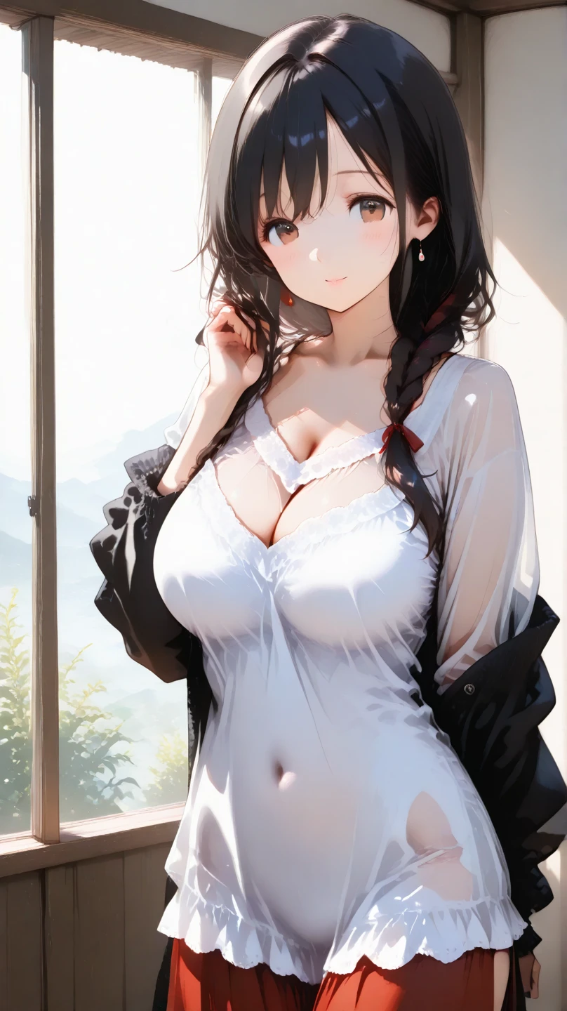 ((Voyeur changing clothes)), ((腕をchestの前で組む)), A cute girl who can see bra, panties, 乱れた制服から見えるButtと乳首, , One person, One personで, underwear, panties, Butt, good, chest, chest, Knee socks, Underarm, Black Hair, (Browsing Caution), ((masterpiece)), ((Highest quality)), (Very detailed), cute, (device), ((Very detailed)), 4K, (8k), Highest quality, (beautiful), Genuineistic, Genuine