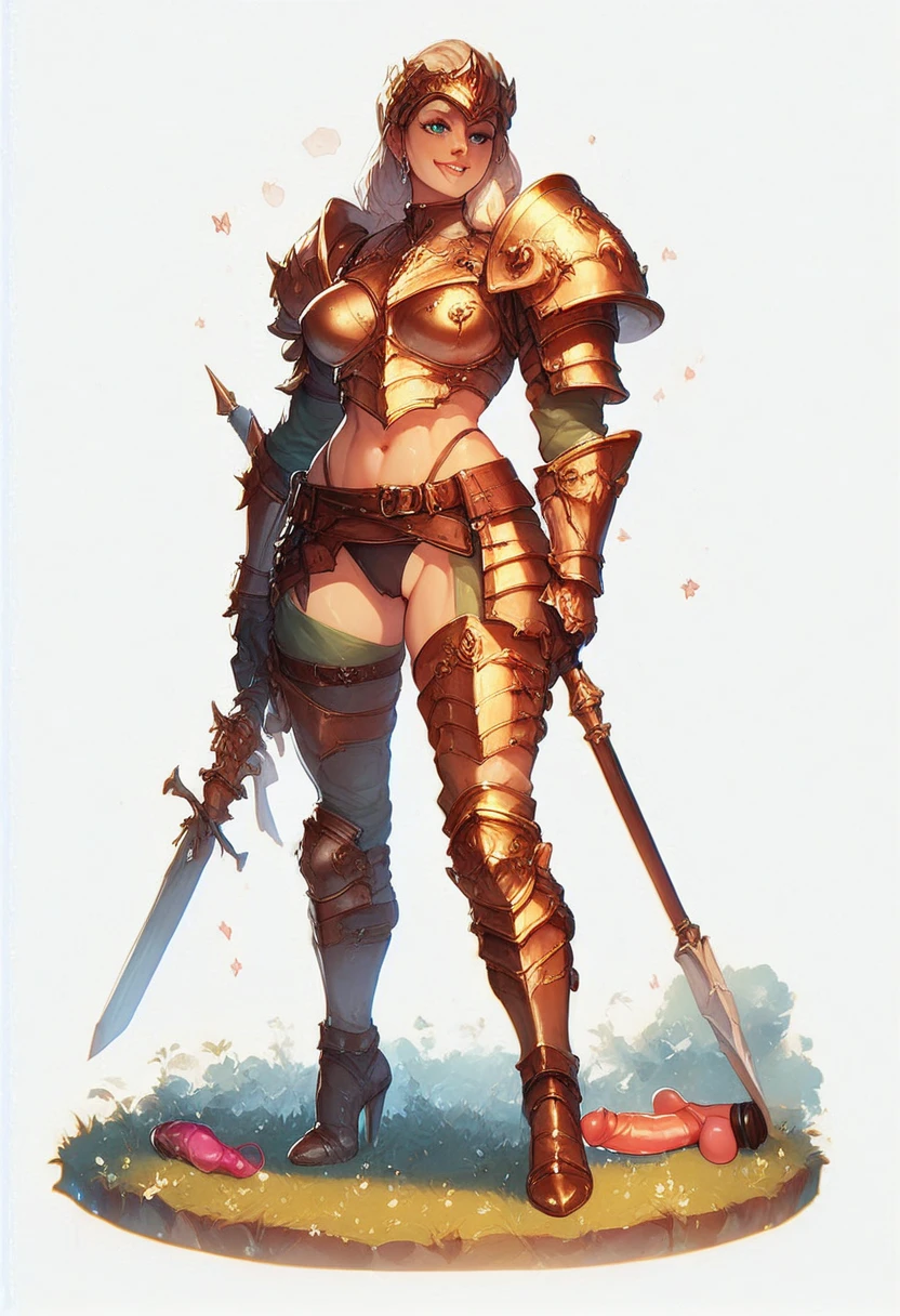 {best quality}, {very aesthetic}, {ultra-detailed}, {best illustration}, masterpiece,(((skirt lift:1.5))),((show off polka dots panties)),((Holy Knight)), ((Armor made from red copper))、((((Extremely detailed and intricately decorated armour:1.1)))),Red Cowboy Shot,Smooth udder、Big Tits、(Golden Ratio,Tabletop, Highest quality, Highest quality, Official Art, beautifully、beautiful:1.2), Very detailed, colorful,Best details,An illustration, Great scene, (Adult,19 years old,One Girl, alone, Final Fantasy 12,Asheria:1.5, Asheria:1.5, Asheria:1.5, short hair, short hair,Bobcut,Silver Hair:1.2,Asheria Costume:1.5, Asheria Costume:1.5, mini skirt,Knee socks, Thighs Thighs Thighs Thighs, gem, Blue Belt,Belt number 1),Course of action, A look of contempt ,