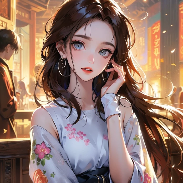 (8K, RAW Photos, Highest quality, masterpiece:1.2), (Realistic, photo-Realistic:1.37) , One girl, (carousel, night), Miao Xiaozi(secret_tea), Detailed face, Fine grain, Black Dress