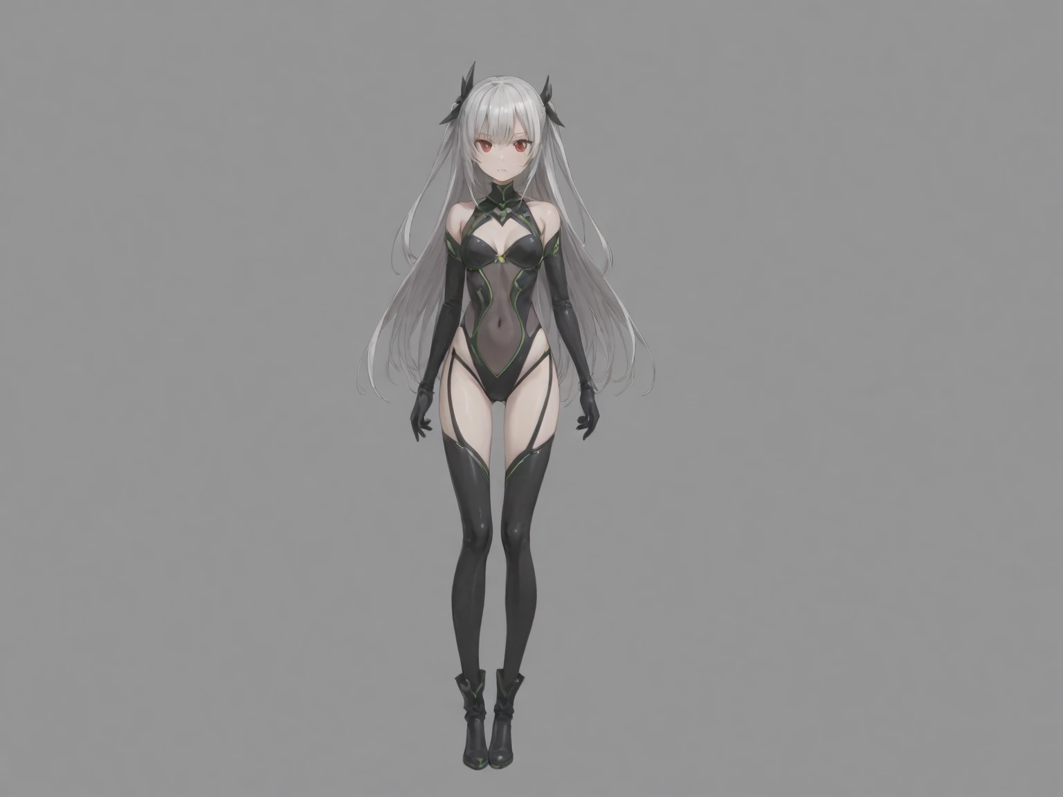 <lora:OmegaF V2:0.8> omegaf bodysuit,elbow gloves,
1girl,solo, <lora:misaki3:0.5>,misakiA,green eyes,ponytail,ribbon,brown hair
full body, standing,(hand on own chest),
