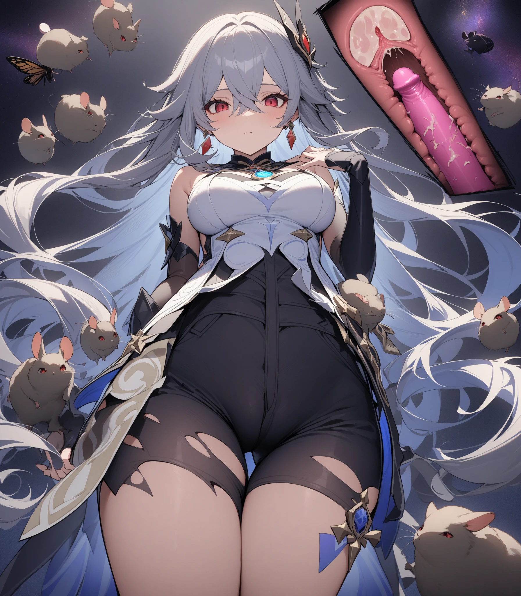(huge breasts、huge breasts、huge breasts、huge breasts、huge breasts、huge breasts、pointed chest、nice detailed nipples、Non-saggy breasts)), beautiful breasts、Blurred background(big breasts),Super detailed、#7b1195 background)、Beautiful flowers、Watercolor pattern in calm colors、(watercolor texture)、(1 girl)、、cute、 Beautiful woman, 、 Super-detailed face、detailed eyes, Smooth skin,(((nsfw、short hairstyle、naked、garter belt、gloves、choker、Shoulder Belt、(nipple-to-nipple))))