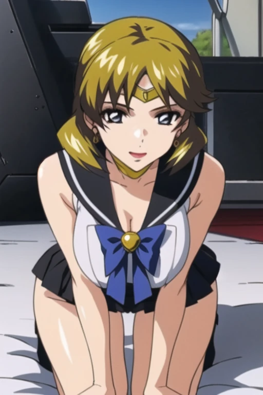 (La mejor calidad:1.1), (Obra maestra:1.4), (absurdos:1.0), retrato, primer plano,1girl, Marinero Urano, KizukiAi, Mujer madura, small breasts, aqua eyes, cabello rubio, Uniforme Sailor Senshi, Collar de marinero, arco de pecho, Arco trasero, Falda suplicante, Guantes blancos de codo, big booty, Ultra minifalda , jewely, Pendientes, falda plisada , Collar marinero azul, minifalda, gargantilla, blue gargantilla, Guantes blancos, pelo corto, jewely, Pendientes, sentada, Piernas cruzadas, muy sexy. PIERNAS ENROSCADAS, Show loot