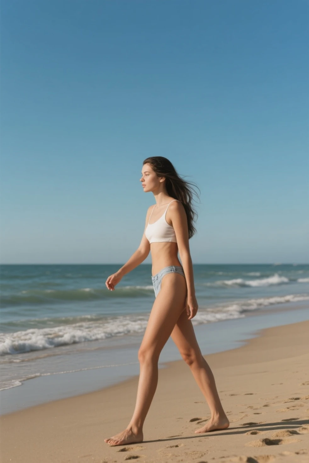 Image d'une personne jouant au frisbee sur la plage]
