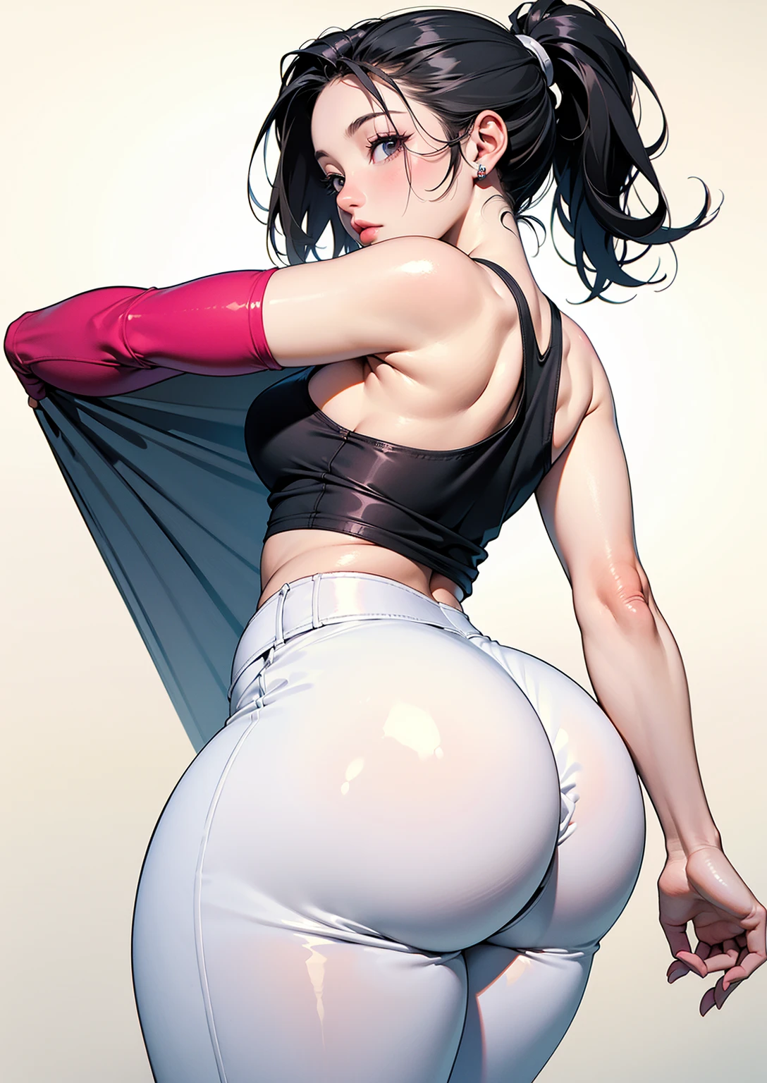 ((masterpiece, best quality)), ((39 year old)), (((Curvy))), ((Unohana from Bleach)), ((Japanese woman with long black braided hair)), ((white cotton panties)),white bra, smiling, Blue eyes, ((((anime art style))))