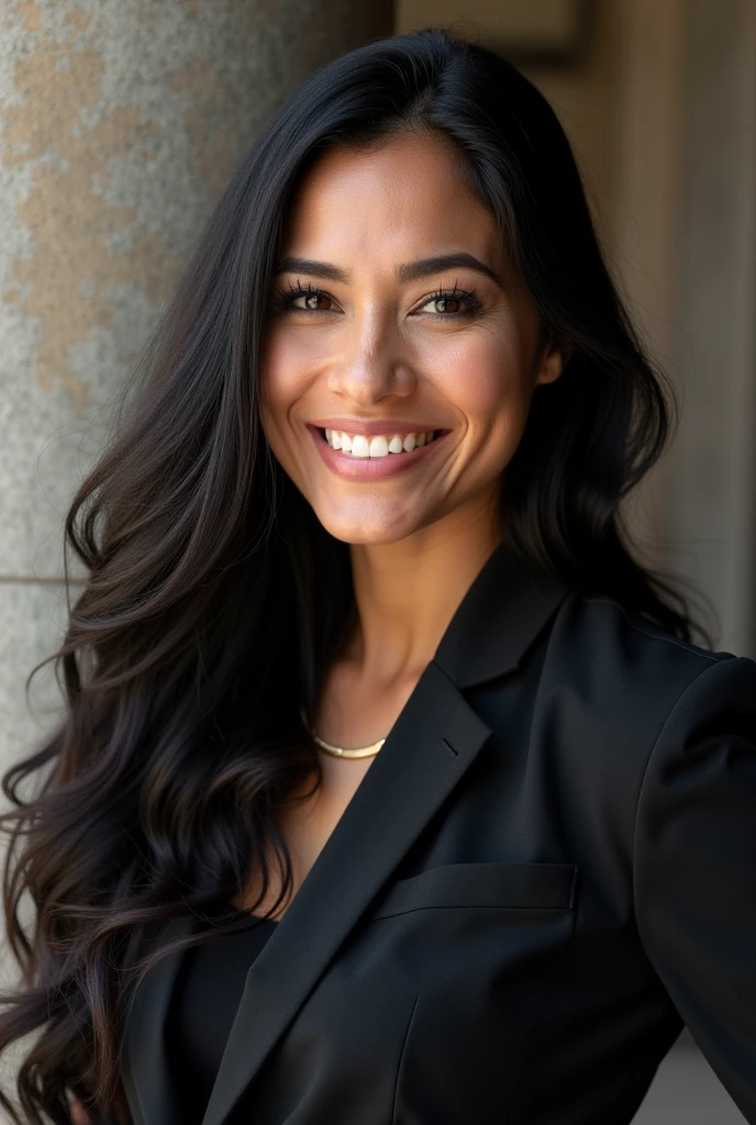Sofia Carmona Rayes is a great businesswoman with dark skin and wavy hair