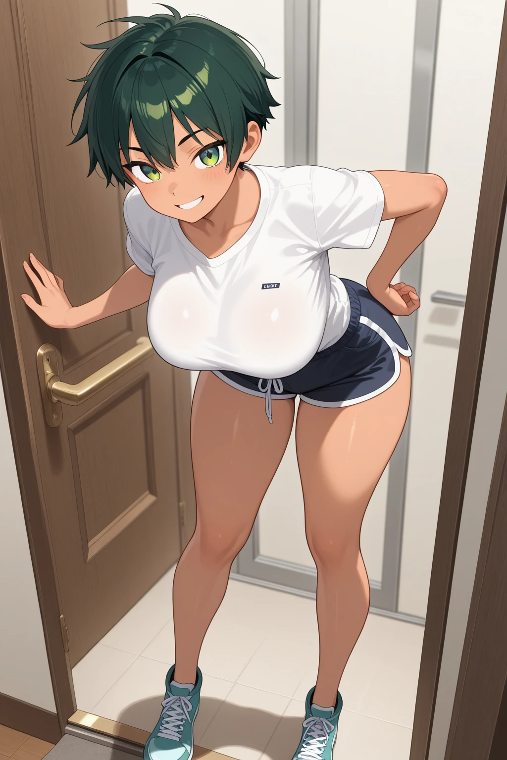 score_9, score_8_up, score_7_up, source_anime, clothing lift, bottomwear down, uncensored