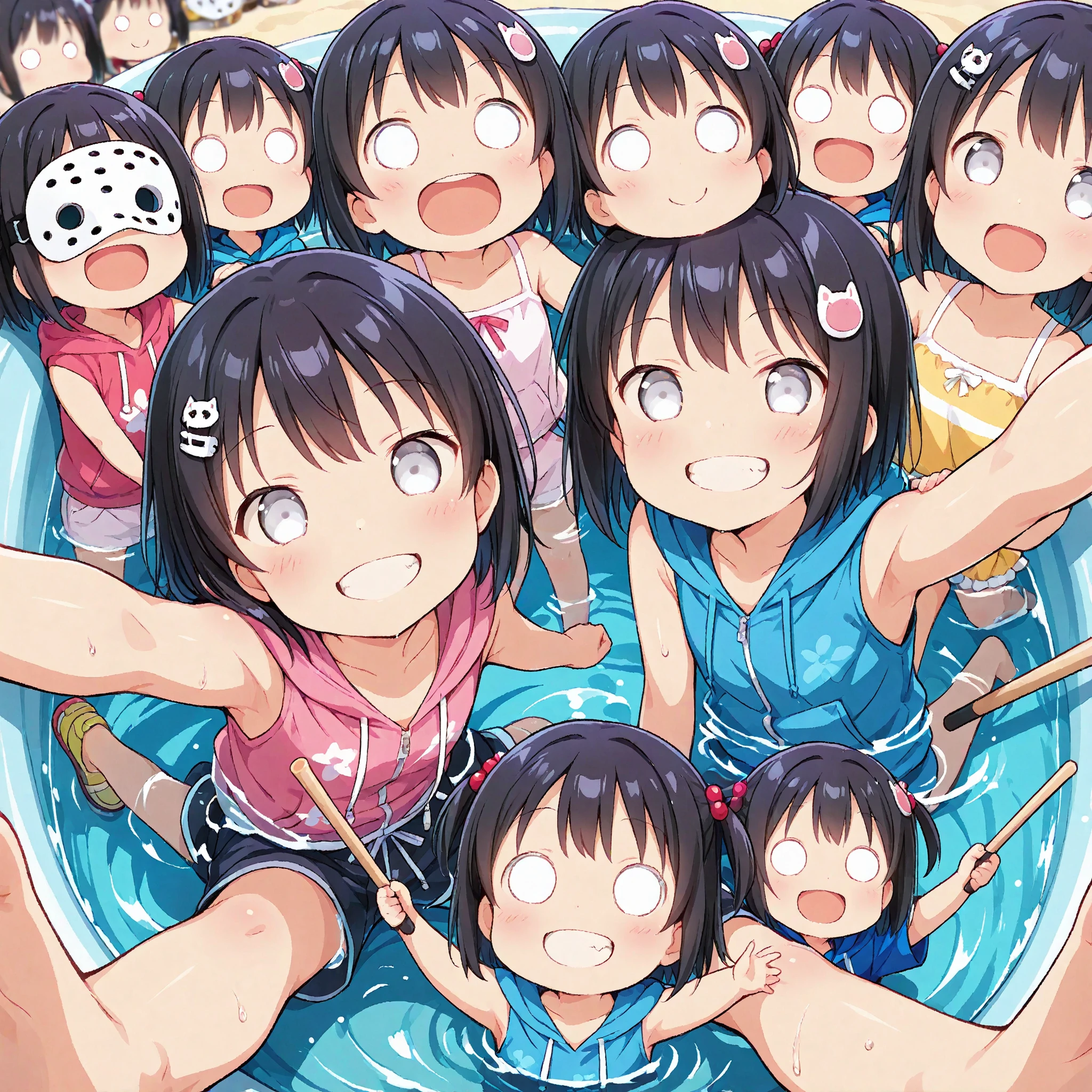 nudist girl squatting、Lots of friendly elementary school boys hugging each other、surround each other&#39;s faces、Laughter and joy、longshot、Group Selfies、In the tent、Intense shame、Leaning forward、nsfw