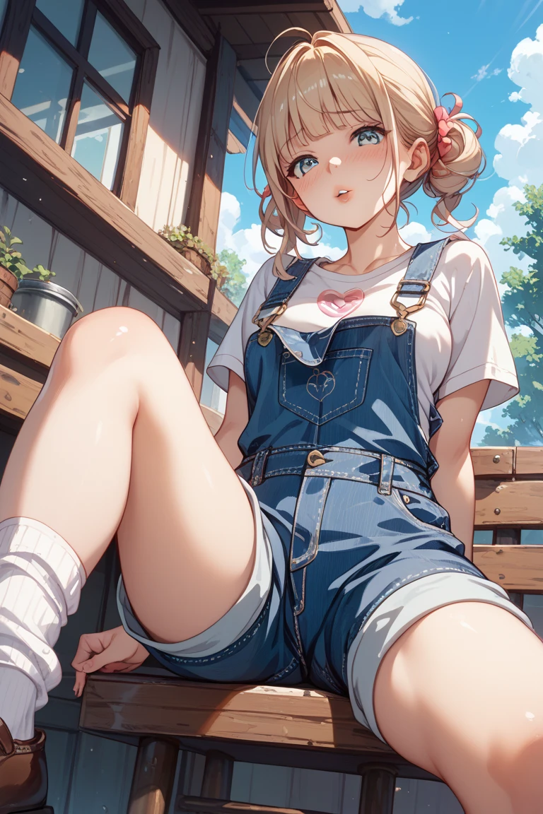 20 years old,1 mature woman,hyperrealistic, 8k, (extremely detailed 8k), (very delicate and beautiful), (masterpiece), (better quality:1.0), (ultra high resolution:1.0), (masterpiece, best quality),cute,black hair,big breasts,ponytail,POV,overalls,full body,white background,realistic skin,looking at viewer