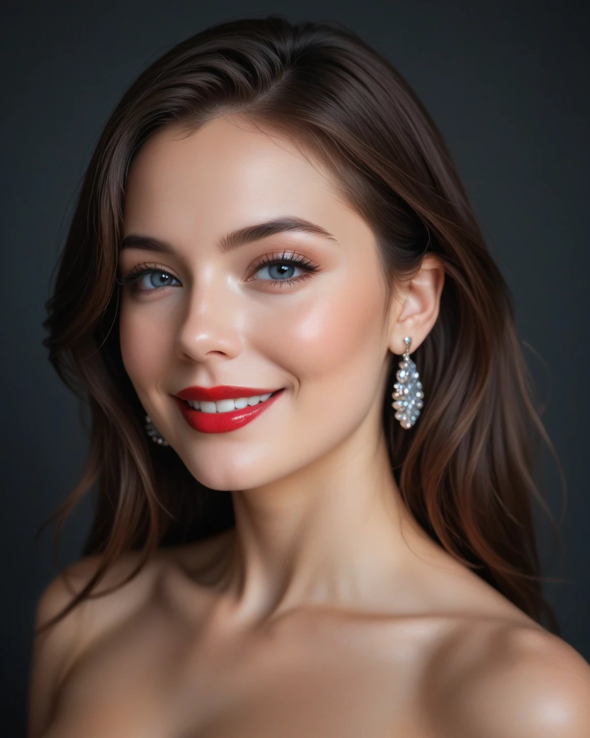 Beautiful brunette with blonde highlights wearing a red elegant dress, sehr detailiert, Vor 22 Jahren, , , unschuldiges Gesicht, lange glatte Haare, blaue Augen, High resolution, Meisterwerk, nasse haut, highest quality, aufwendige, hochdetaillierte, sehr detailiert, scharfer Fokus, feine Haut, realistisch skin Textur, Textur, beautiful eyes, Fachmann, 4K, sweet smile, Fotografiert mit Canon, 85mm, shallow depth of field, Kodak Vision Farbe, Perfectly fitting body , sehr detailiert, Foto_\(Ultra\), realistisch, realistisch, Nachbearbeitung, Maximale Details, Rauheit, wahres Leben, Ultra realistisch, Fotorealismus, Foto, 8K UHD, Foto, (((natural breasts))), Full body, Tanzsaal