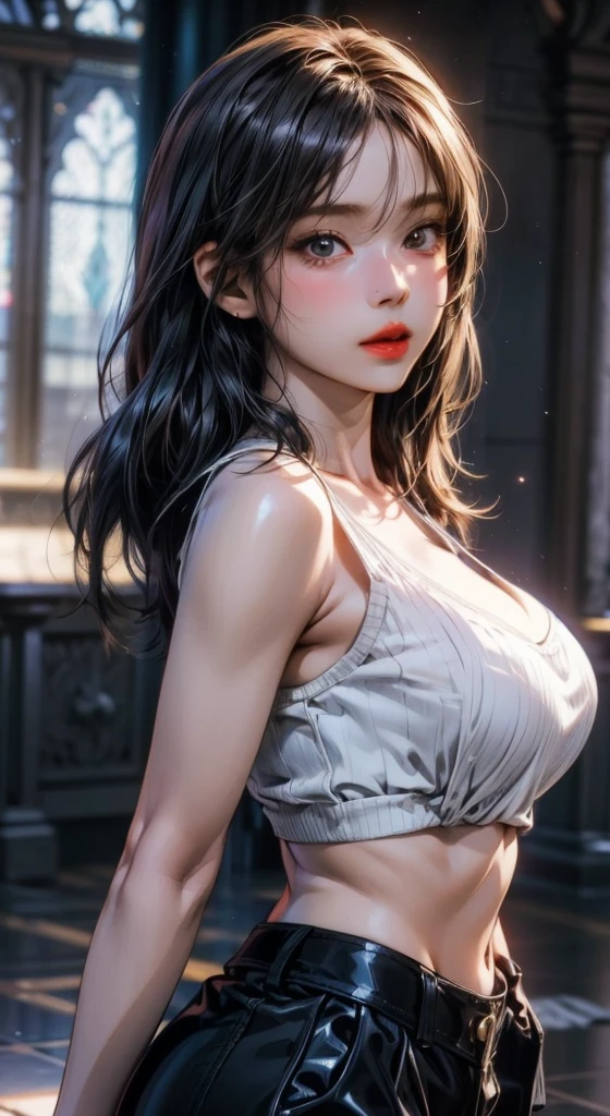 sfw, best quality, ultra high res, masterpiece, (photorealistic:1.4), solo focus, (skinny body huge breasts young woman:1.3), photography, (medium wide shot cropped legs:1.3), three quarter view pose, (cinematic lighting:1.2), vibrant, vivid color, detailed face, detailed eyes, random hairstyle, (off-shoulder shirt, mini skirt:1.2), (random places, random season, random weather:1.1), wearing bra,((skinny waist)), young asian girl, ((big boobs)),