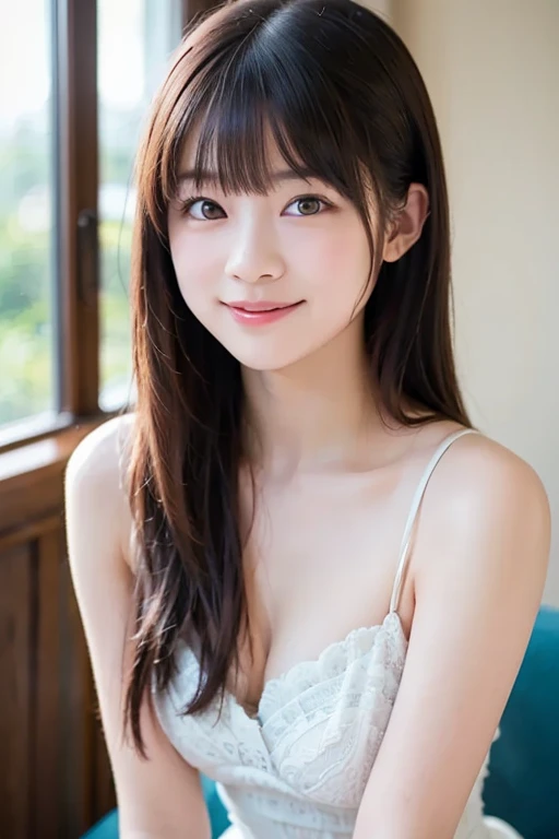 (8K, Raw photo, Best Quality, masutepiece:1.2), Ultra Detail, Super Resolution, (Realistic, photos realistic:1.37), Portrait, high-definition RAW color photography, professional photograpy, highly detailed and beautiful, Extremely detailed, 8K Wallpaper, amazingly detail, Huge file size, Official art, Highly detailed CG Unity 8K wallpapers, highly detailed beautiful girl, Highly detailed face, Highly detailed eyes, highly detailedskin, extremely detailed fingers, highly detailed nose, very detailed detailed mouth , Perfect Anatomy, Highly detailed background, Very detailed clothes, 1girl in, (20:1.2), 20s, Cute Girl, Realistic body, Petite, Fair skin, Glowing skin , Slim body, Handsome body, Black hair , Short hair, (Blunt bangs:1.2), Smile, Cute, zora々Right, Cute face, Realistic face, Delicate eyes, drooping eyes, lingerie, See-through, earrings, Looking at Viewer, facing front, sit on a bench, contraposto, Dynamic lighting, Huge breasts, Highly detailed park background, (Full body:1.5), Braless