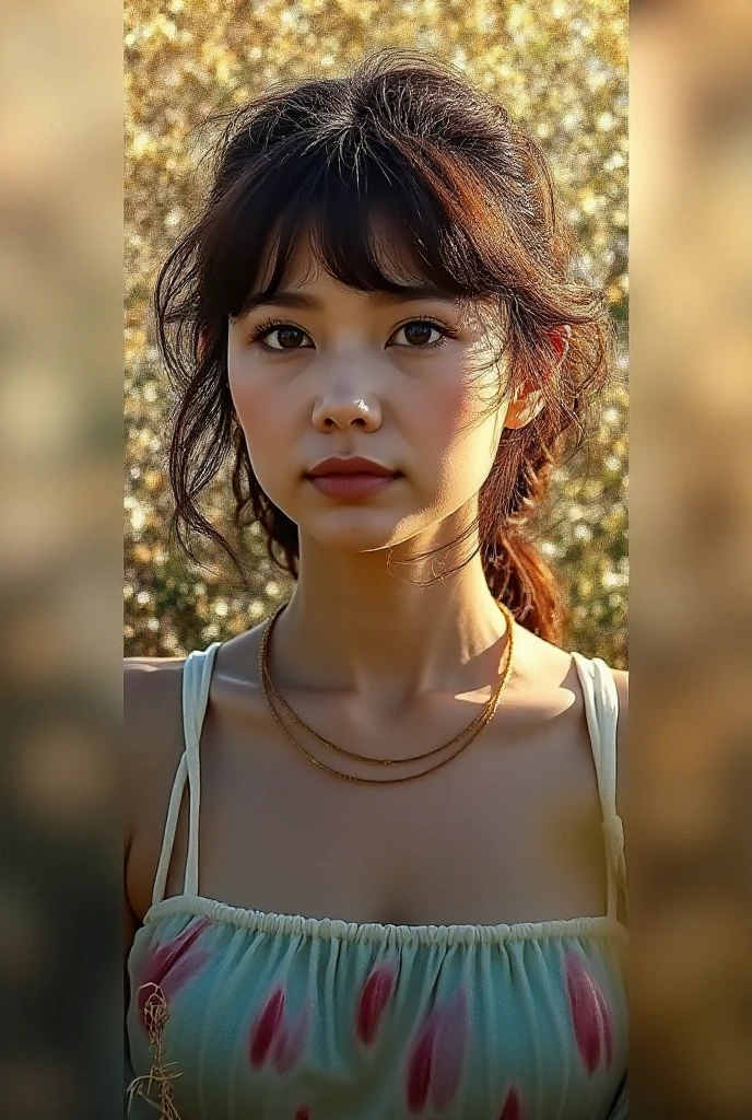 (masterpiece:1.3), (8K, Photorealistic, Raw photo, Best image quality: 1.4), 20s in Japan、(Random Hairstyles:1.2)、Cleavage:1.2、Super detailed face、Attention to detail、double eyelid、Put your chest together、Sharp focus:1.2、Beautiful woman:1.4、Black Hair、Highest quality、masterpiece、超A high resolution、(Photorealistic:1.4)、Highly detailed and professionally lit smile、Loose, lightweight knitwear、Shoulder out、thin、Serious expression、Short-haired、Deadly position