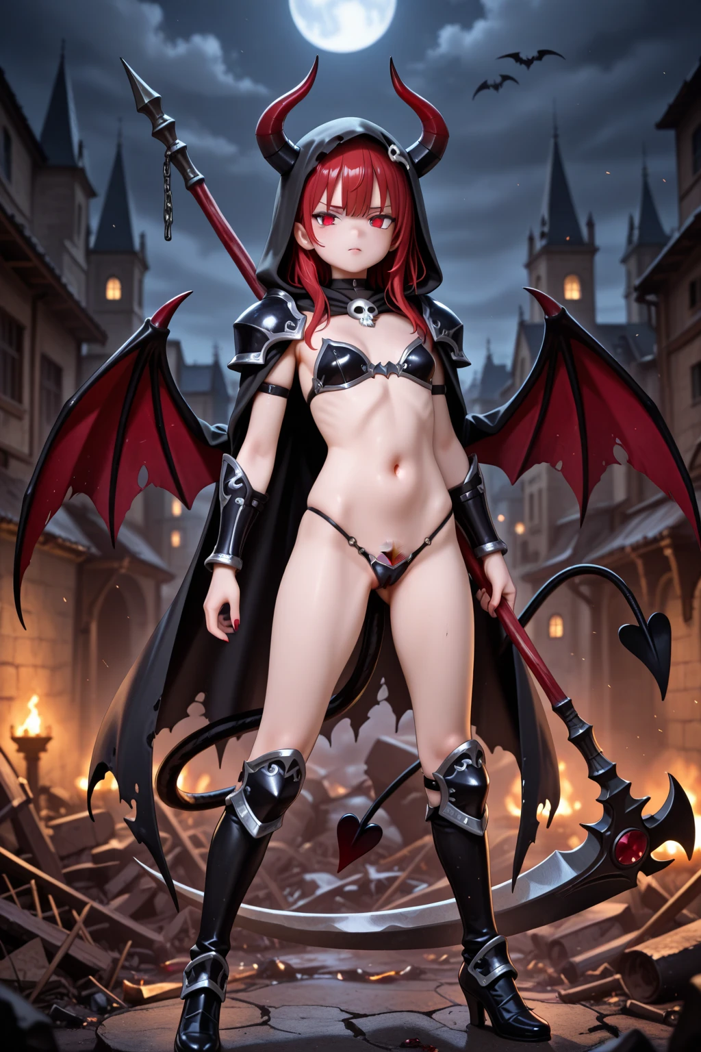 girl, goblin warrior, Evil look, sexy, Small breasts, Swinging a Sword, Demon Armor, Face Paint, Body Paint, Red glowing eyes, Combat Stance, Vibrant appearance, Creative Action, Imaginative, Sensual, Voluntary, Highest quality, Skin Texture, Intricate details, (Cinema Lighting), RAW Photos, 8K