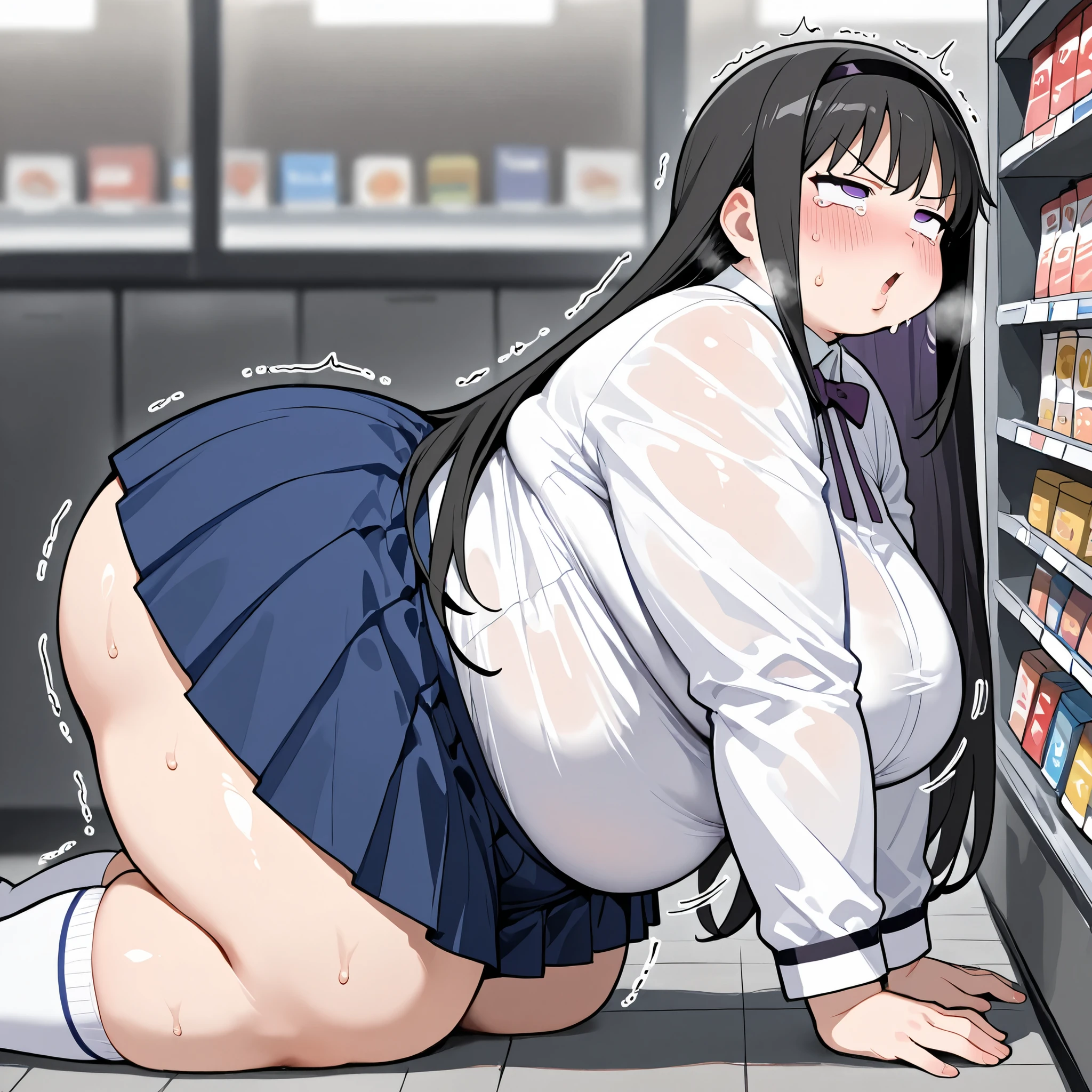 One Woman、Many people々、cash register、Beauty、Convenience store uniforms、Lawson&#39;s uniform、Large number of guests、コンビニclerk、Organizing the products、clerk、Age 25、Looking down at the viewer, ponytail, Highest quality, Focus on the thighs, smile,panties、Plump thighs、Big Ass、Big  、 Black Hair,My thighs are steaming between my legs 、Sweaty Pantyhose、パンストの下のpanties、Angle from directly below、使用済みpantiesを手に持つ、Entice guests、share、pantiesを客に渡す、Acme convulsions、Obscene sound effects、Naughty sound effects