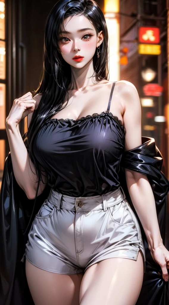 "Best Quality, Two-headed Korean girl, tall,is standing,Colossal tits,kneehigh boots, Black pantyhose,Looking at the camera,Fulll body Shot, simple background."