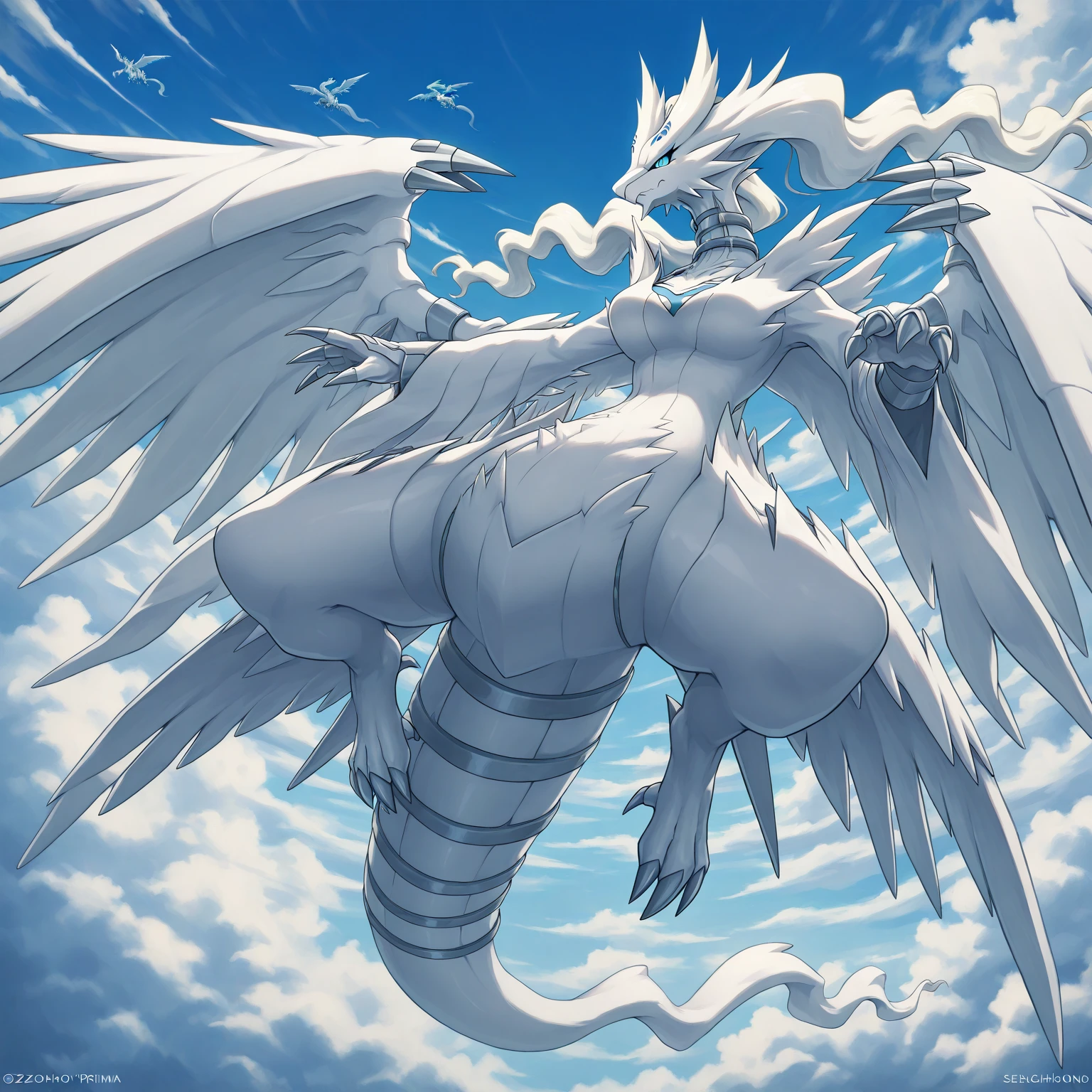 Reshiram, anthropology,Wear a white bikini, Bust 87, Waist 57, Thigh 86, Giantess, A little bit of everything, blushing