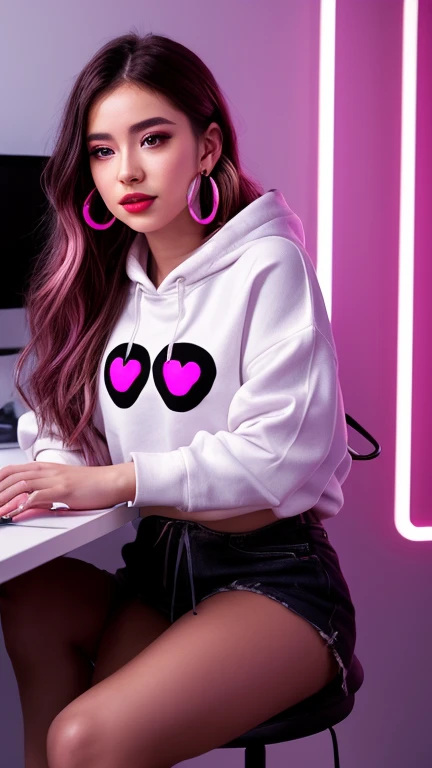 DEN_demi_rose,
sitting at a computer wearing headphones and playing games (holding a controller:1.2) wearing a hoodie in a (neon lit room:1.3), (gamer:1.2), gaming, gamer girl, games, (purple lighting, neon:1.2),
bokeh, f1.4, 40mm, photorealistic, raw, 8k, textured skin, skin pores, intricate details <lora:epi_noiseoffset2:1>, epiCRealism <lora:ClothingAdjuster3:-1.1>