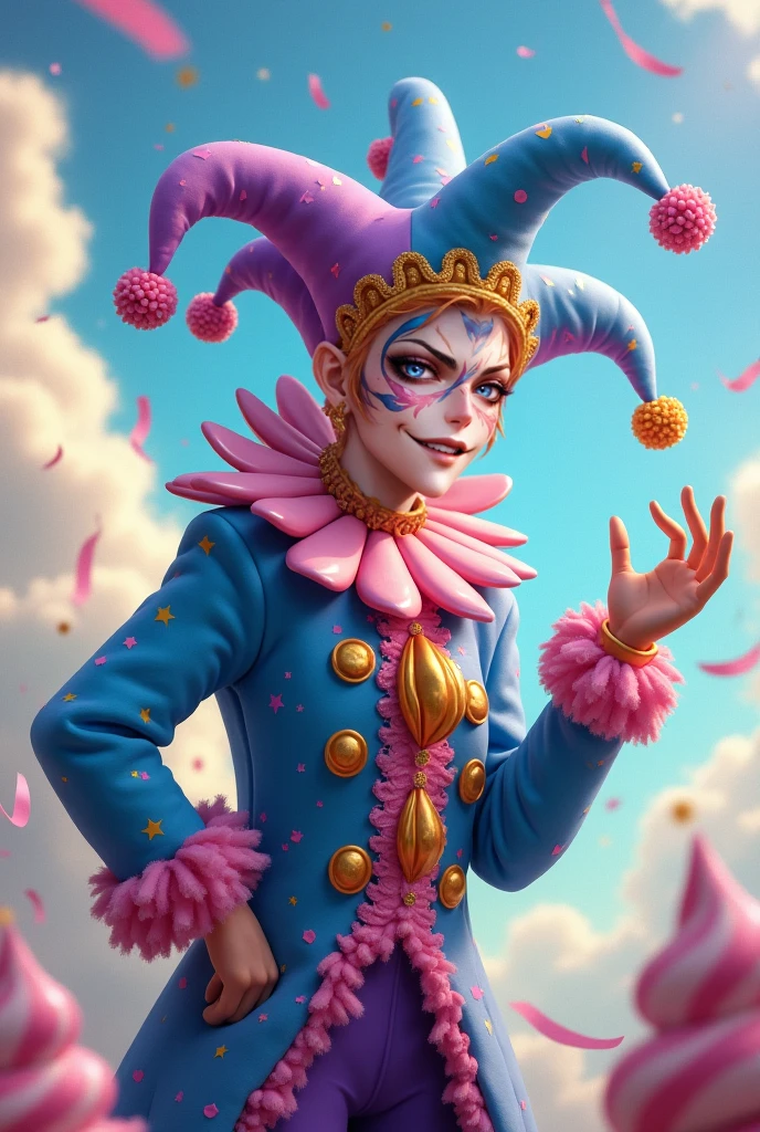 extravagant multi-colored jester relaxing lavish balcony greenery dressed garb effortlessly juggling flaming orbs , photorealistic, atmospheric, glow, focus, warm, elaborate, floral, ornate , nostalgic, timeless, romantic, dramatic, graceful, whimsical ,fantasy ,gorgeous, balanced, cinematic , luxurious, decorative, 4k, concept art, trending on artstation, hyper-detailed,illustrative, gold,magenta ,forestglow, by James Jean,glowing ,Greg Rutkowski,Johnson Tsai