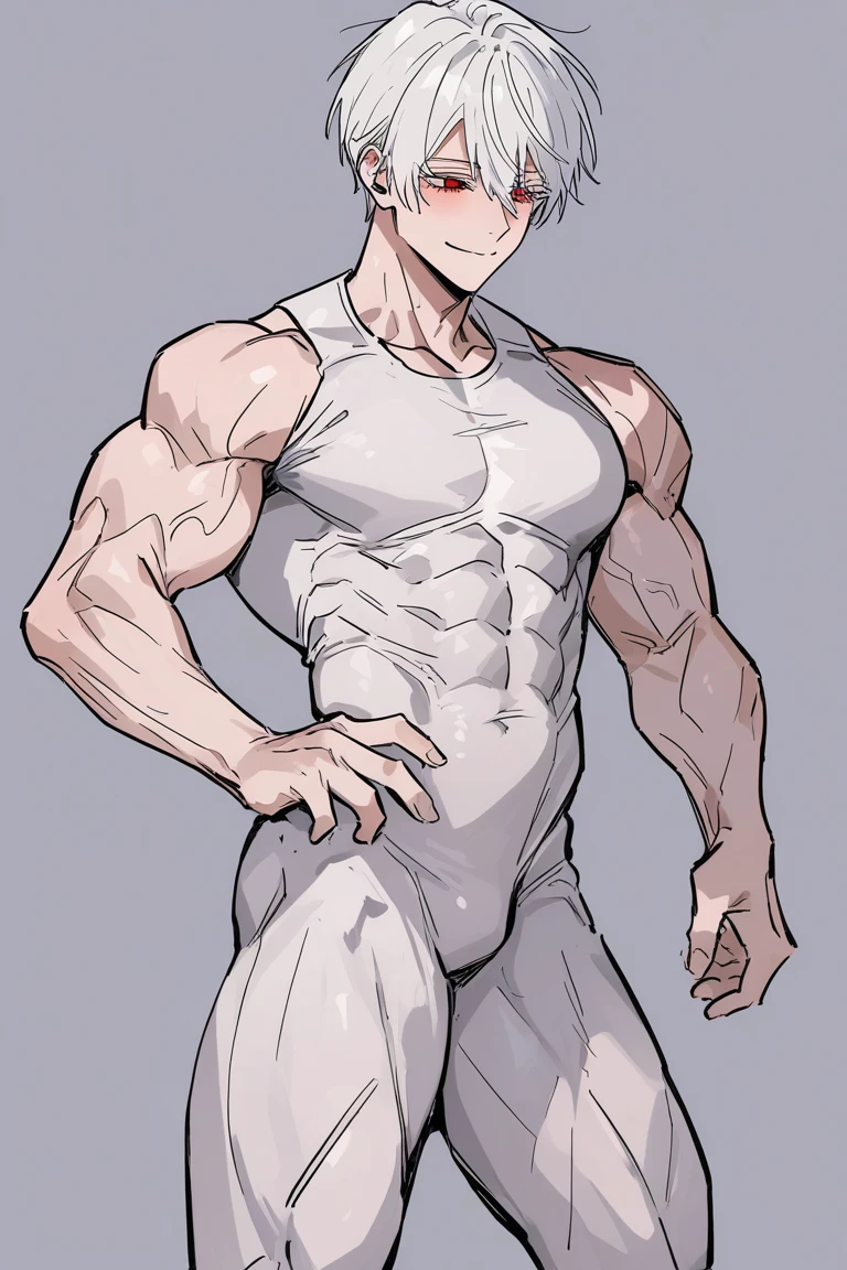 full body in image, masculine pose, unique hair, full naked man, male body, slender body, short hair, full body, hot body, sexy male body, dinamic pose, six patch. detalied pose, body, simple background, expressive face, focus on face, line art, sketch