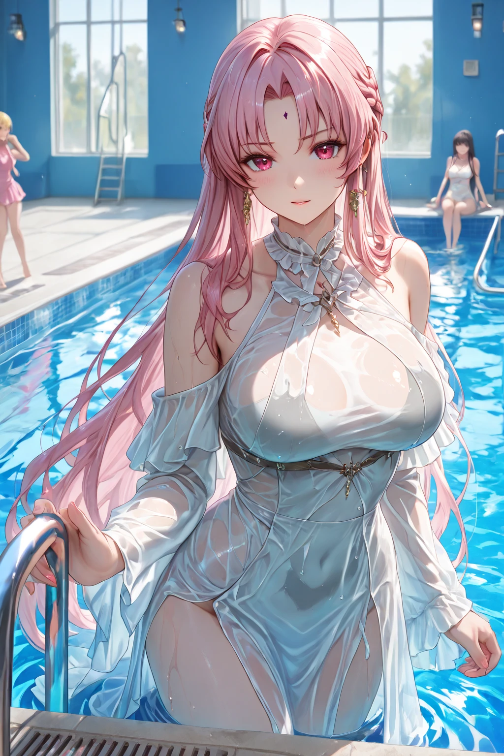 {{{{{16k}}}}}, {{{{{Unique atmosphere in the middle of the transition from girl to sexy woman, transforming a Japanese girl with a cutely pussy into her facial rank to the SSS rank of top-notch pretty actresses, She's in a cylindrical aquarium filled with female hormone fluid with a control panel that allows her to change the shape and appearance and personality of the girl inside at will, The oil of glowing flowers is poured into the aquarium and she is turned into a beautiful herbarium, When the control panel under the aquarium was adjusted to a  innocent beautiful big-breasted with tight cleavage slender underbusted personality girl her appearance changed to a cutely innocent and gentle look, She was a 12-year-old girl but after being locked in a aquarium for four years and injected daily with beauty-enhancing hormones she grew into a 16-year-old girl that she had an purd fetish for lips and necks and waistlines, The lush growing tits and waistline of a 16 year old ripen quickly when the control panel is moved to a 20 year old and we see her in her prime as a woman, her clearer nip line from underbust to hips, she grew up she became pretty face like an idol, Her too-beautiful rounded tits wrapped in her separates frills pastel colored bikini, Her hair is replaced by a bang long glossy very Straight hair, The growing body is reproduced with sex-loving, thick vivid lips, Her gasps echoing through the water, She transforms her into a cute once-in-a-millennium}}}}},{{Extremely detailed}},{{{{{integrated her head small, Enchanting Too thick and erotic deep pink lips, Her thickened lips shimmer with luster}}}}},{{{{{Her tattoos spread all over her body, She is tattooed with lewd flowers on her neck, arms, lower abdomen, thighs}}}}}