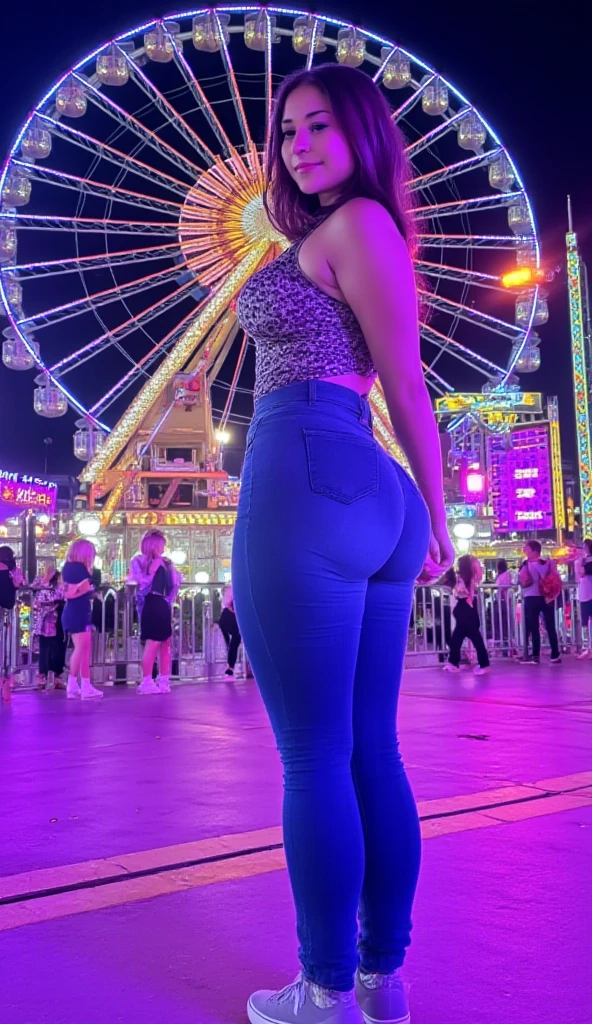 masterpiece,ultra detailed,(from behind,backshot,sparkle naughty dress),(pov ass focus:1.3),from below,wetty pussy,,look at viewer,(tanned skin:1.5),,blonde hair,27 years old,(tareme:1.2),(curvy mature female:1.3),adult beautiful oval face,sweaty,beautiful,,(at nightclub,danceclub,purple dark light:1.3),(happy smile),,(,buttocks up:1.3),ass grab,(thick  thighs:1.2),