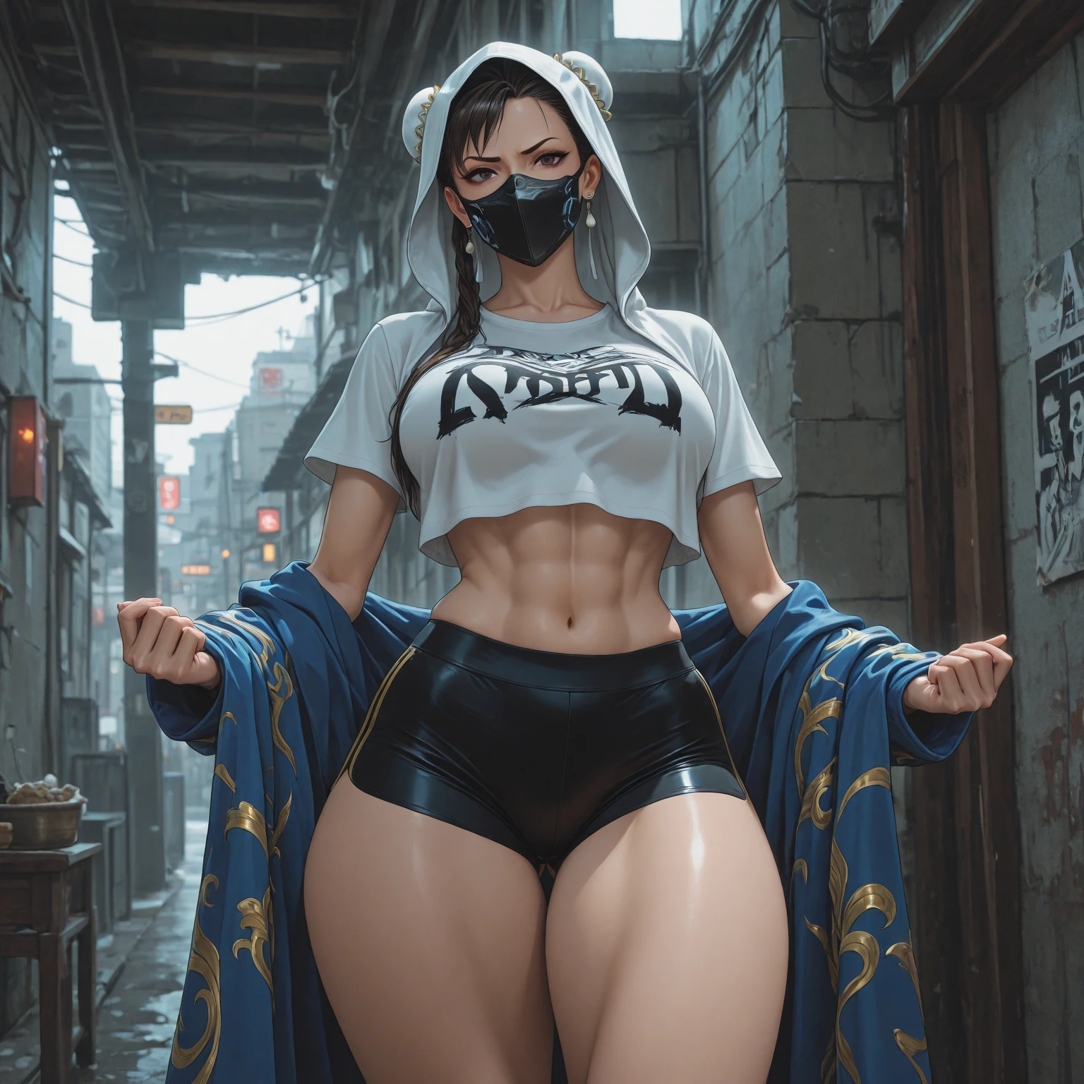 sexy nun, bare chested