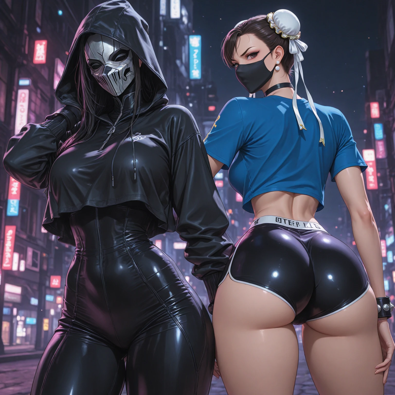 ((best quality)), ((masterpiece)), (detailed), perfect faces, (((Big tits))), two hot young busty girls, black lava outfit, stocking, beautyful faces, (( long length hair)), ((detailed eyes)), lightning in the background, ((dark castle in the background, ((lace thigh fix), garter belts (((the clothes melt off her))), (((black paint splattered on it))), (flying dragon in a background), black damaged corsets, ((clothes were torn in several places))), latex lingerie, (nun costumes), (((he wearing a black spiderman venom face mask))), venom, black dark venom, ((black lacy brassiere)), perfect detailed , (detailed eyes), ((it is photographed from above)) latex, erotic pose, boobies , long white hair, detailed eyes, good anatomys, big boobies, (((two person)))
