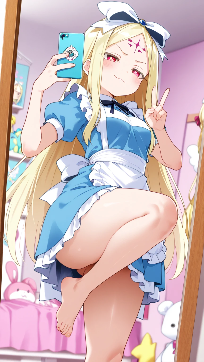Alice, white pantyhose, lift her very tiny miniskirt