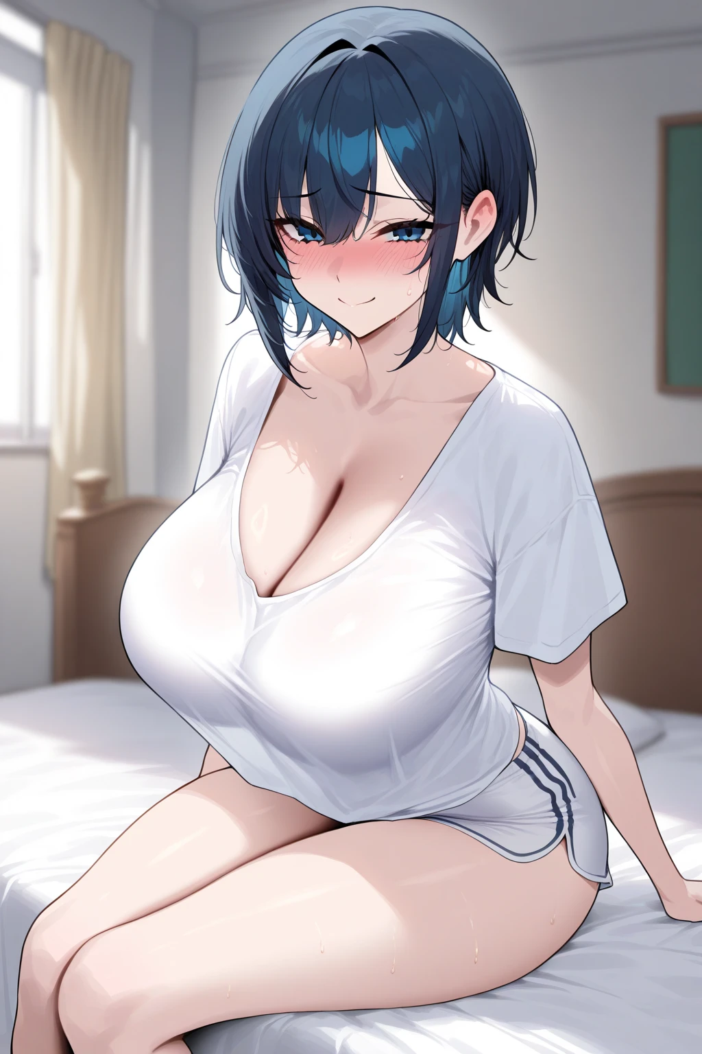 (masterpiece quality, High resolution, Detailed Background:1.25), (alone, 1 high school girl:1.25), (School Swimsuit:1.5), Swimming Club, Pool,(nice, boyish:1.5), View your viewers, smile, (Cowboy Shot:1.25), (Super huge breasts:1.5),(Caress the penis:1.5),(Saggy breasts:1.6),(the upper body is short:1.5),(Soft Breasts:1.3),(Riding on top of a guy and giving him a titjob:1.6),(Put a man&#39;s penis between her breasts:1.6)