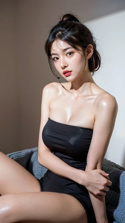 whole body, highest quality, Realistic, Very detailed, finely, High resolution, 8k wallpaper, 1. Beautiful Women,, Light brown messy hair, Wearing a business suit, Sharp focus, Perfect dynamic composition, Beautiful and detailed, Thin Hair, Detailed Realistic skin texture, smile, Close-up portrait, Model Body Type,Cleavage, Muscular, Beautiful feet、Beautiful legs、Super mini tight skirt、smileで脚を開いて座る、Wearing very thin black pantyhose without panties、Beautiful thin black pantyhose、High heels、Perfect Style、Sexy pose、High heelsのつま先まで見える、squat、
