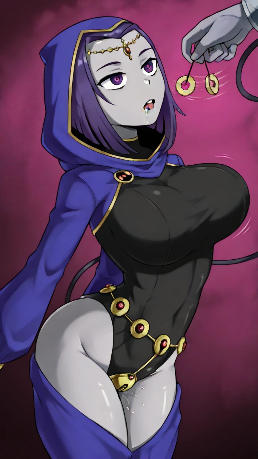 (solo:1.1),(masterpiece), (best quality:1.3),, (ultra detailed), (intricate),(full body view), professional art, digital art, absurdres, shadraven, (far away view:1.1), 1girl, solo, (grey skin:1.4), dark purple hair, bob hair, dark purple eyes, hips wider than shoulders, pear shaped body, jewellery, detailed thighs, (thick thighs:1.3), red jewel in forehead, jewels, (dark-purple long-sleeve-leotard:1.4), (Red jewel Belt), (red jewel brooch:1.3), cuffs, small breasts, nipple bulge, (Shadraven brooch:1.2), Shadraven jewel belt, Shadraven wearing a long-sleeve-leotard with ankle-boots adn a hooded-cloak,(raven hooded-cloak), (long legs:1.3), (detailed bulgeJ8 crotch penis bulge:1.4),(large testicle bulge:1.3),(long crotch bulge), huge penis bulge, huge testicle bulge, ( frontal view),(bubble butt) , gluteal crease, universal lighting,(Detailed ass), black-lipstick, beestung lips, Black-eyeshadow, (proportionately sized head:1.1),(window),