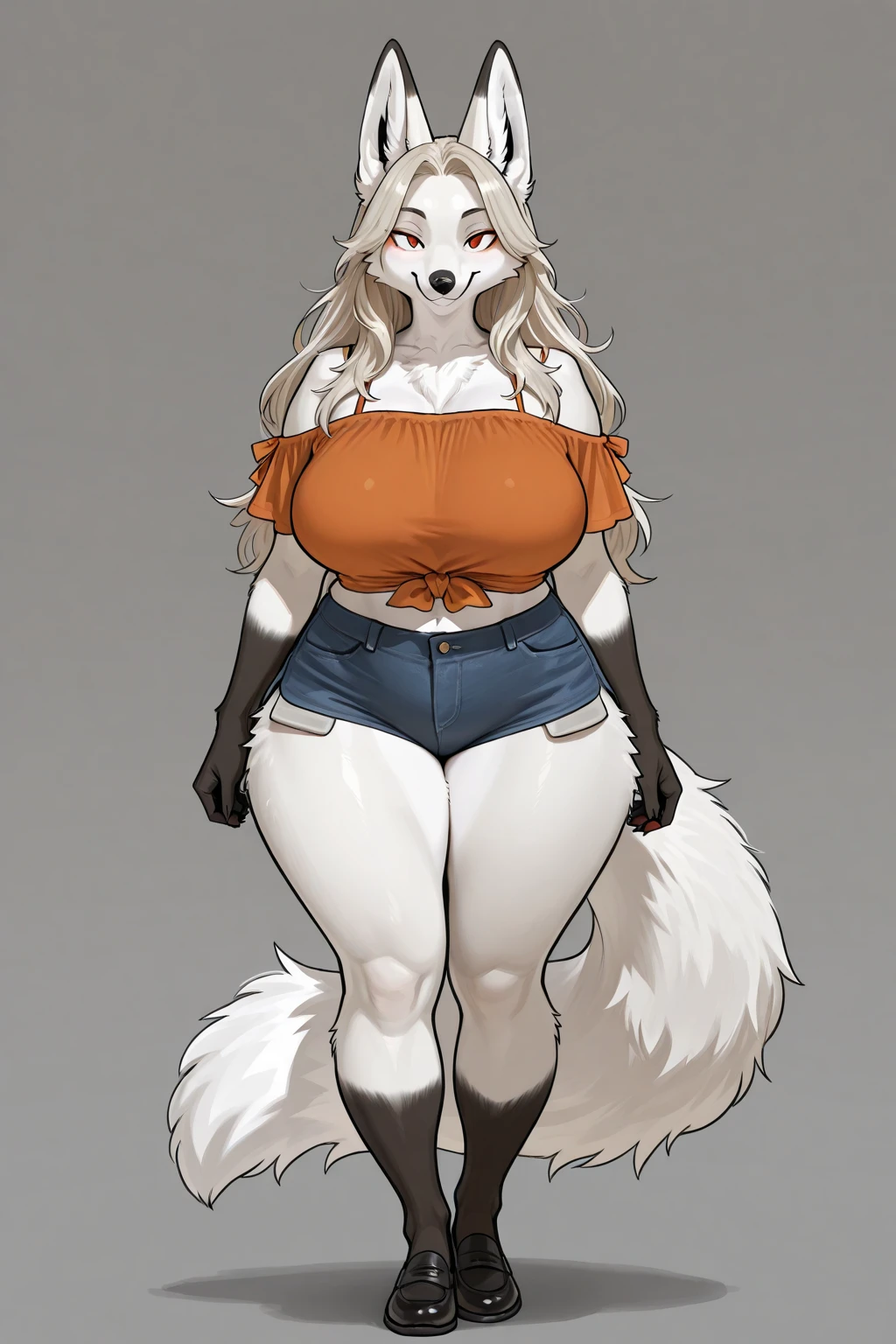 Arctic fox as a mature busty Tomboy