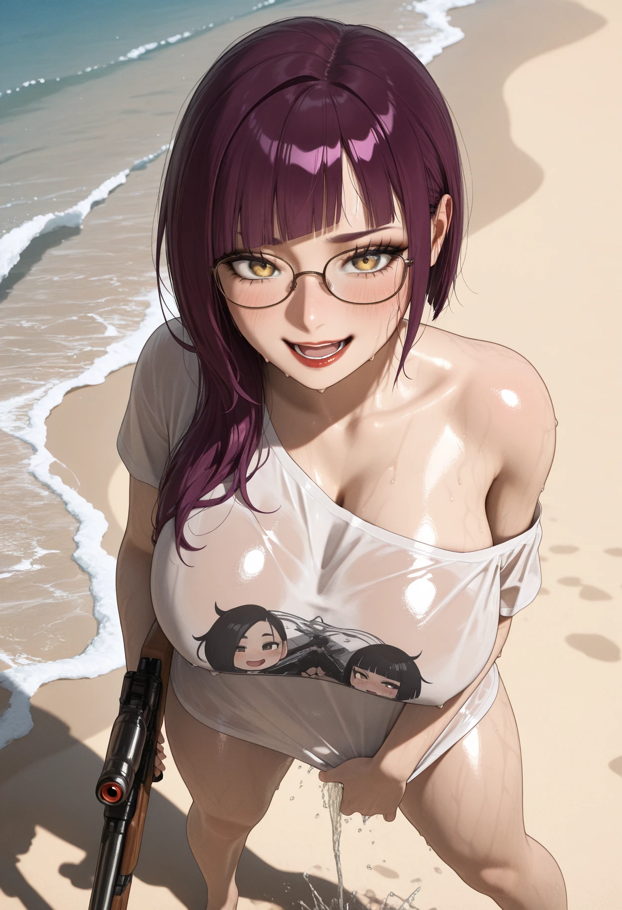 32K,tmasterpiece,Faraway view,((extremely huge breast)),swimming uniform,Bikini,Reflective glossy leather,slightly fat big breasts,Enlarged buttocks,prengant(best qualtiy), detailedbackground,Black girl, terroral, bionicle, succubi,Long horn,coda,water spray,Ass focus,tmasterpiece,Faraway view,,Two pink bumps,slightly fat big breasts,little belly,Fat super ass,Ultra-transparent fishing nets,see through,Inside T,Unoccluded