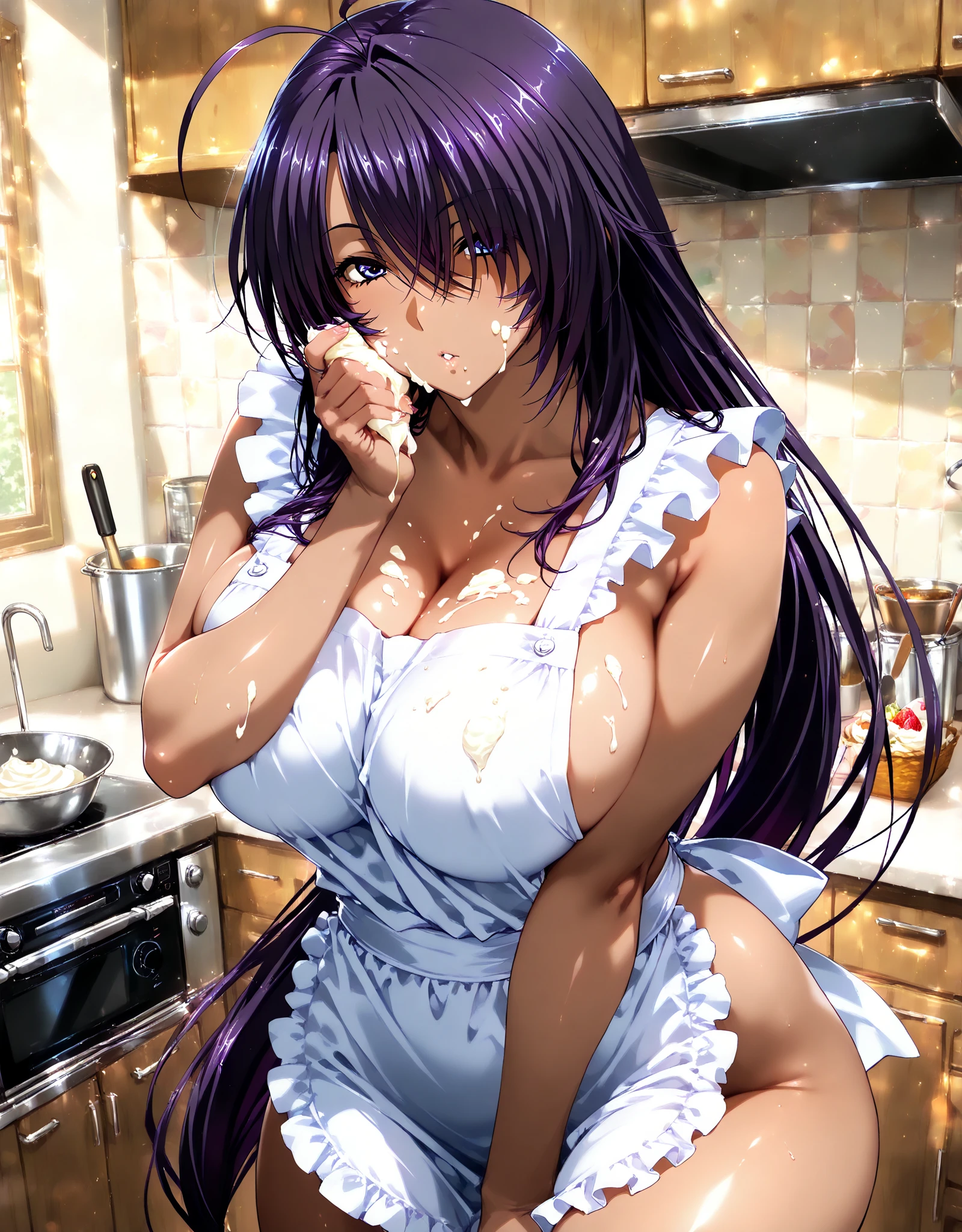 (masterpiece), best quality, (warm color:1.2), (warm lighting:1.2), full body, expressive eyes, beautiful elegant face, drunk expression, {{SakurajimaMai:1.2}}, ((Sakurajima Mai)), black hair, bangs, blue eyes, hairclips, bunny hairclip, 1 girl, looking at viewer, in bedroom, (((warm skin tone))), blushing, (sensual expression:1.2), smiling, (sensual pose:1.2), (high quality, 8k, 4K, High Contrast, masterpiece:1.2, 最high quality, Best aesthetics), (witch uniform:1.6), (open shirt:1.6), (large witches hat:1.8), Very detailed, (large round breasts:1.45), ((small perky nipples)), (muscular shoulders:1.3), (muscular arms:1.2), (curvy figure:1.2), (muscular body:1.3), (defined midriff:1.3), (abs:0.6), ((excessive cum on her entire body:1.4)), ((she is completely covered with cum)), ((cum on her face:1.6)), (she is holding a potion bottle:1.2)), (overflowing with thick white cum:1.2)