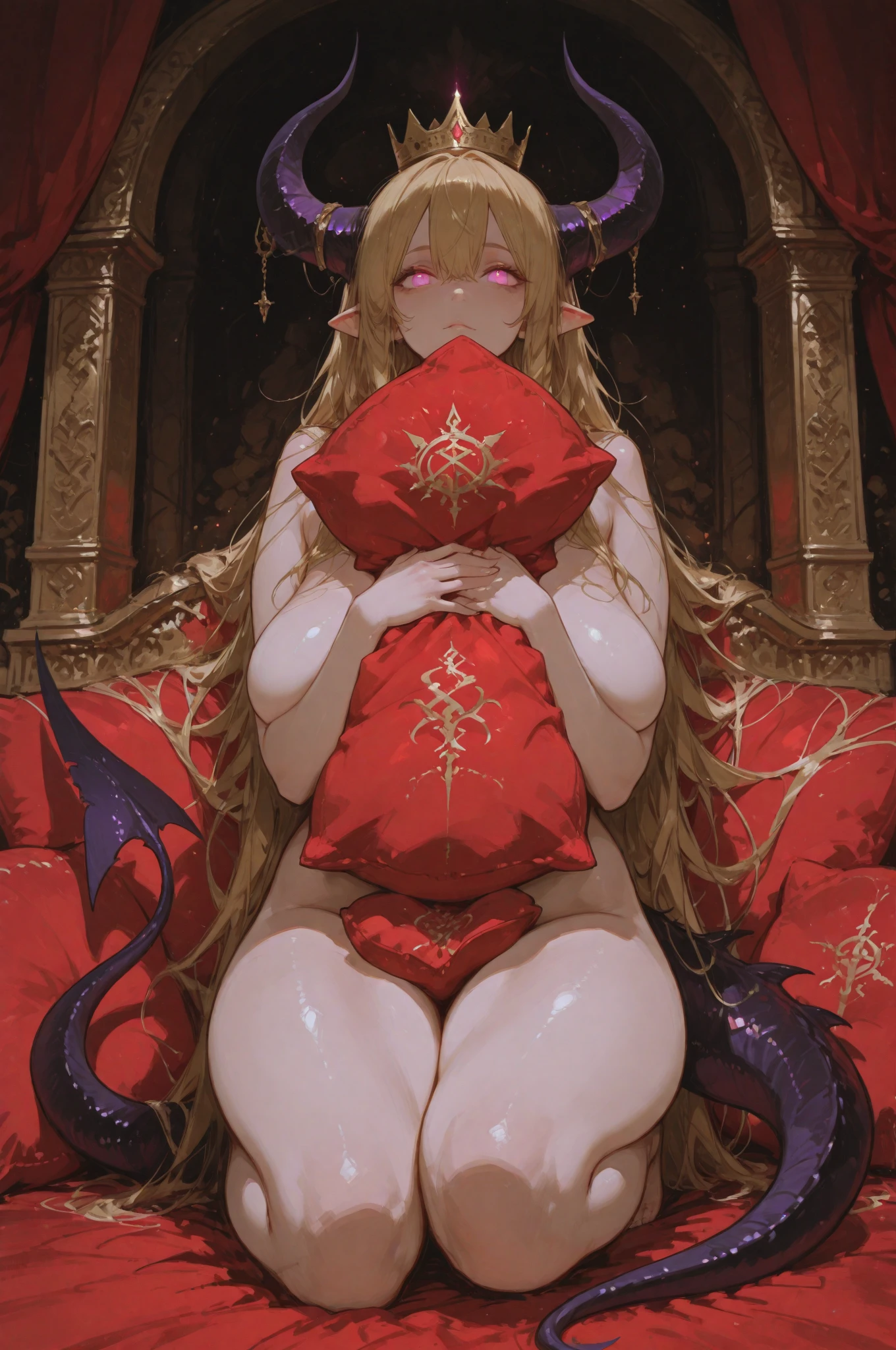 Girly boy, solo anthro, furry dog, brown body fur, slightly chubby, cute face, submissive pose, small penis, limp dick, small saggy breasts, empty ballsack hanging, thick thighs, high heels, red nails, red lipstick, bride dress, plump lips, blonde straight long hair, lactating nipples, sissygasm, cumming, pleasure face, looking at viewer, makeup, sweaty